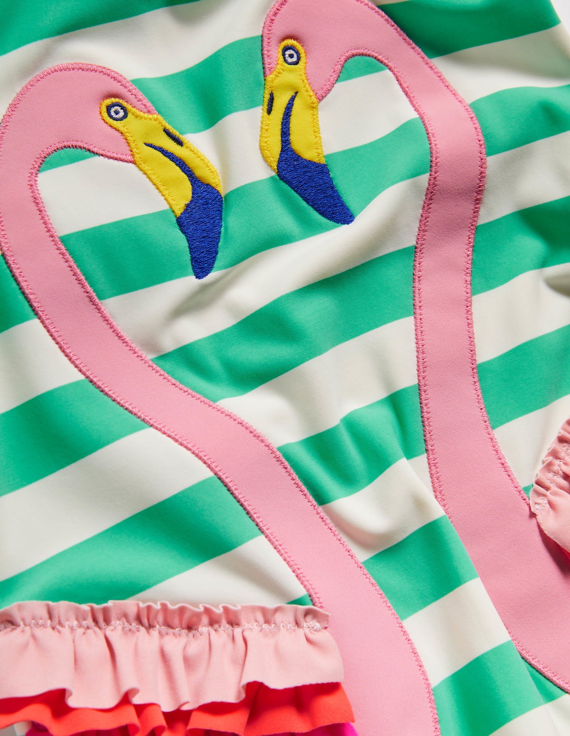 Fun Appliqué Swimsuit-Tropical Green/Ivory Flamingo-3