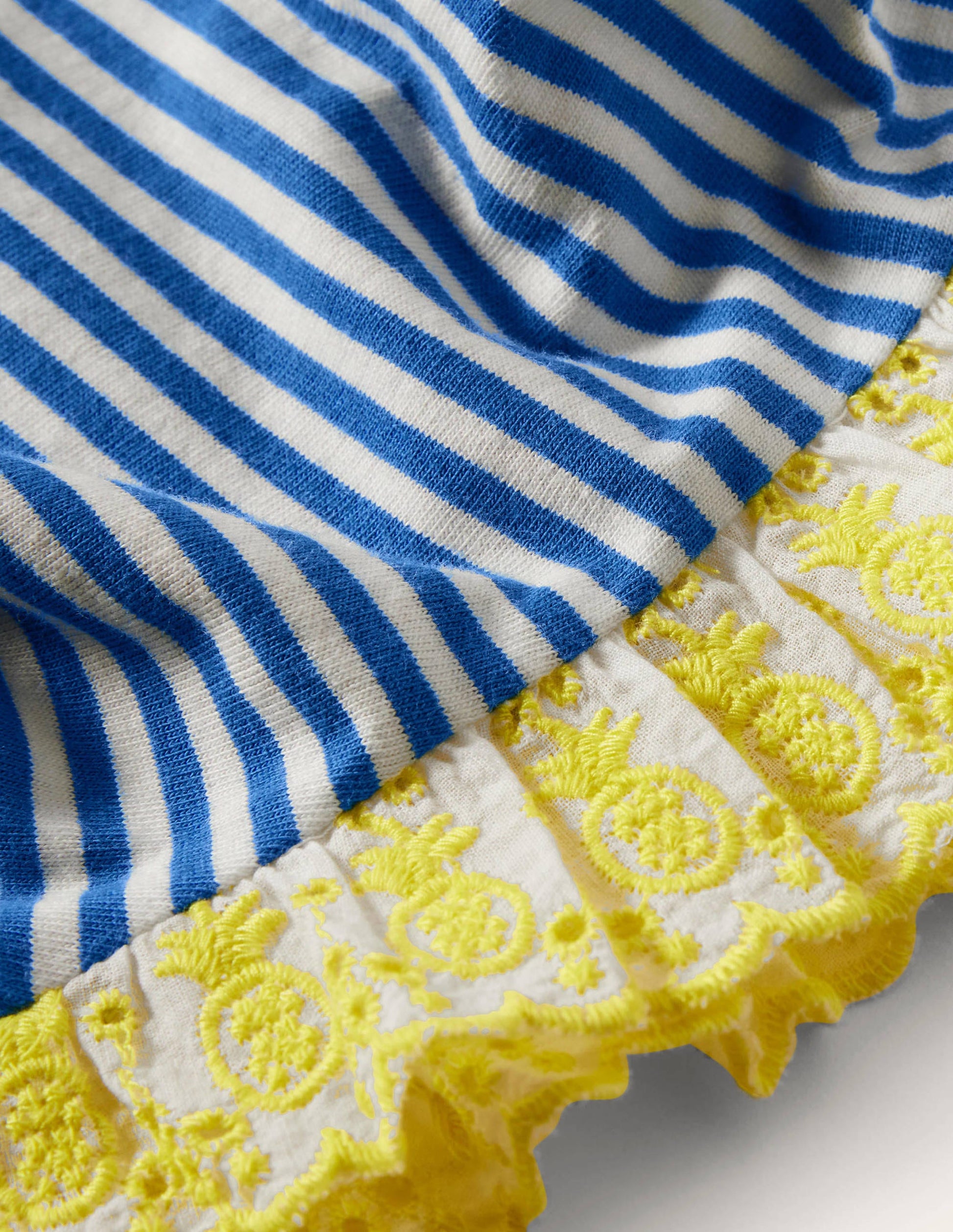 Broderie Sleeve Top-Bright Marina Blue / Ivory-3