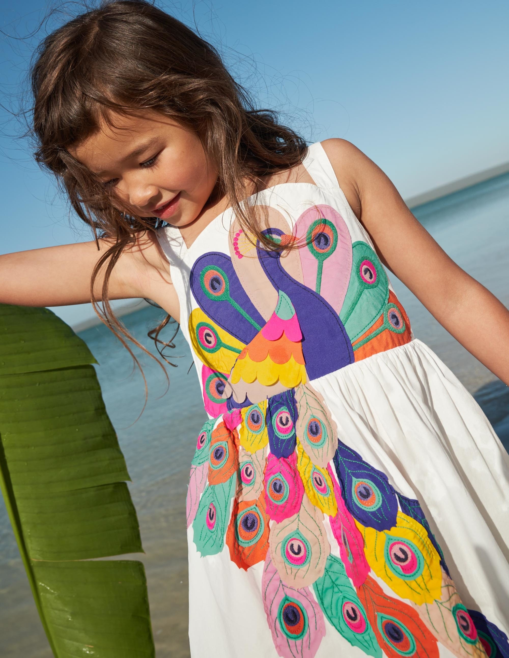 Peacock Appliqué Dress-Ivory - Image 4