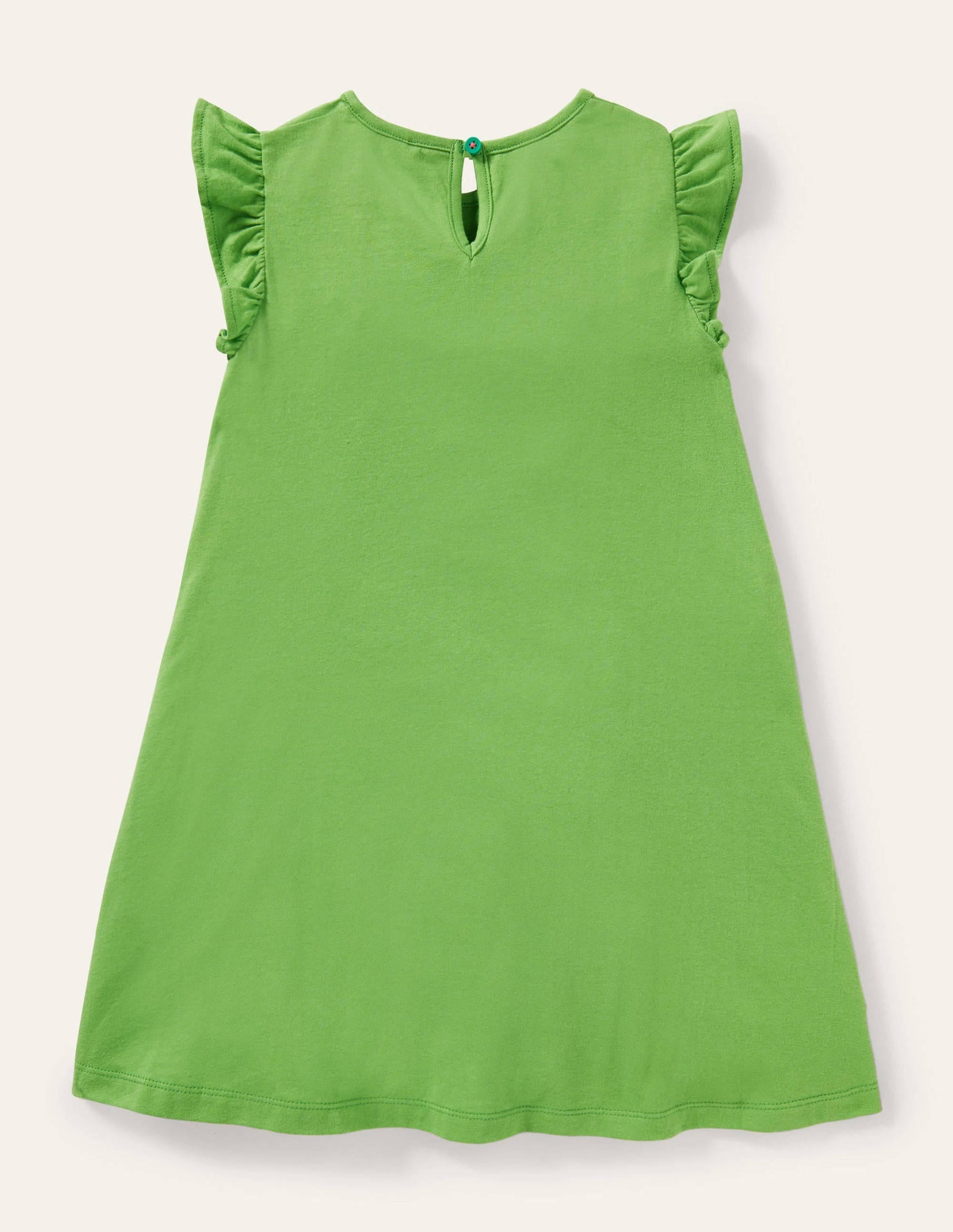Frill Sleeve Appliqué Dress-Greenfinch Elephant-2