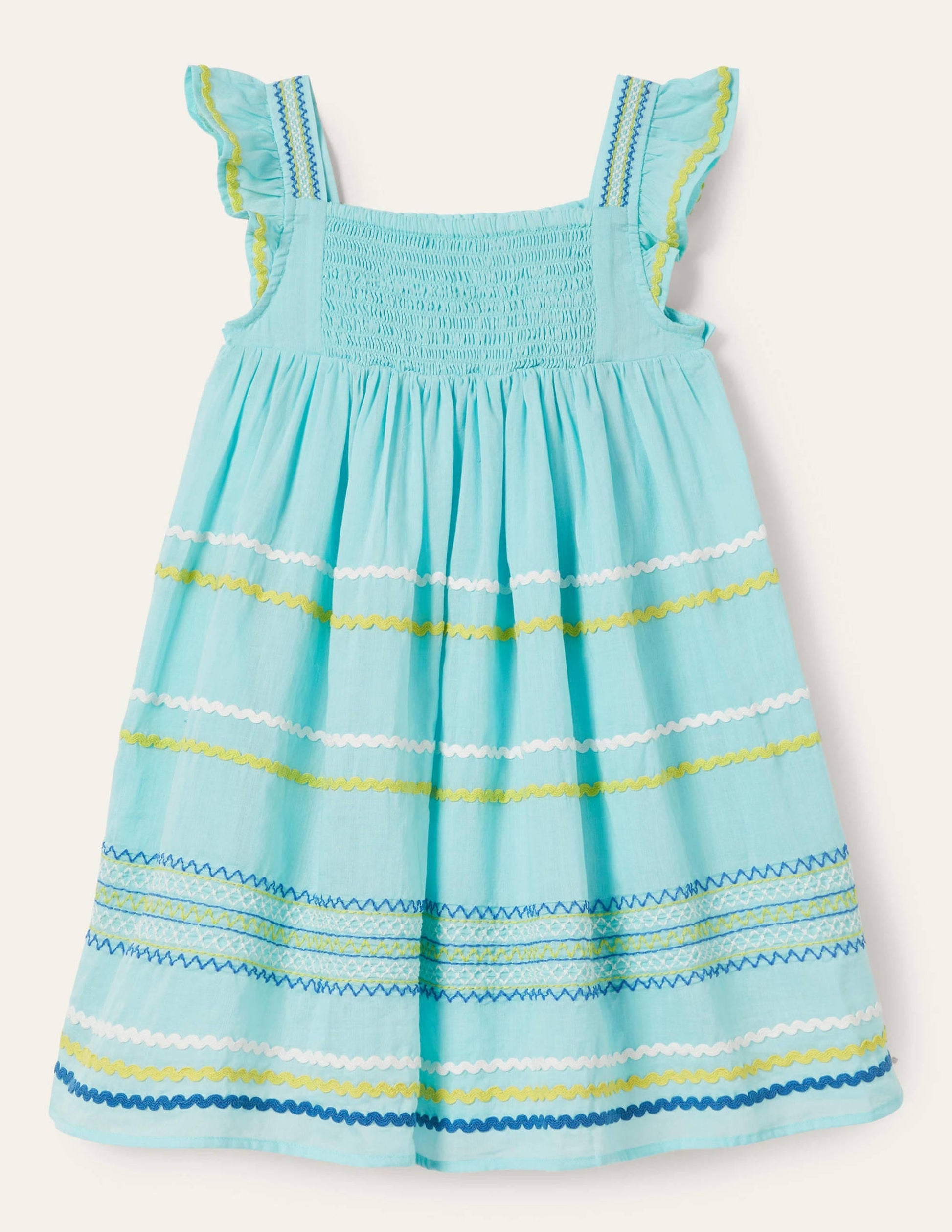 Embroidered Smock Dress-Georgian Blue-2