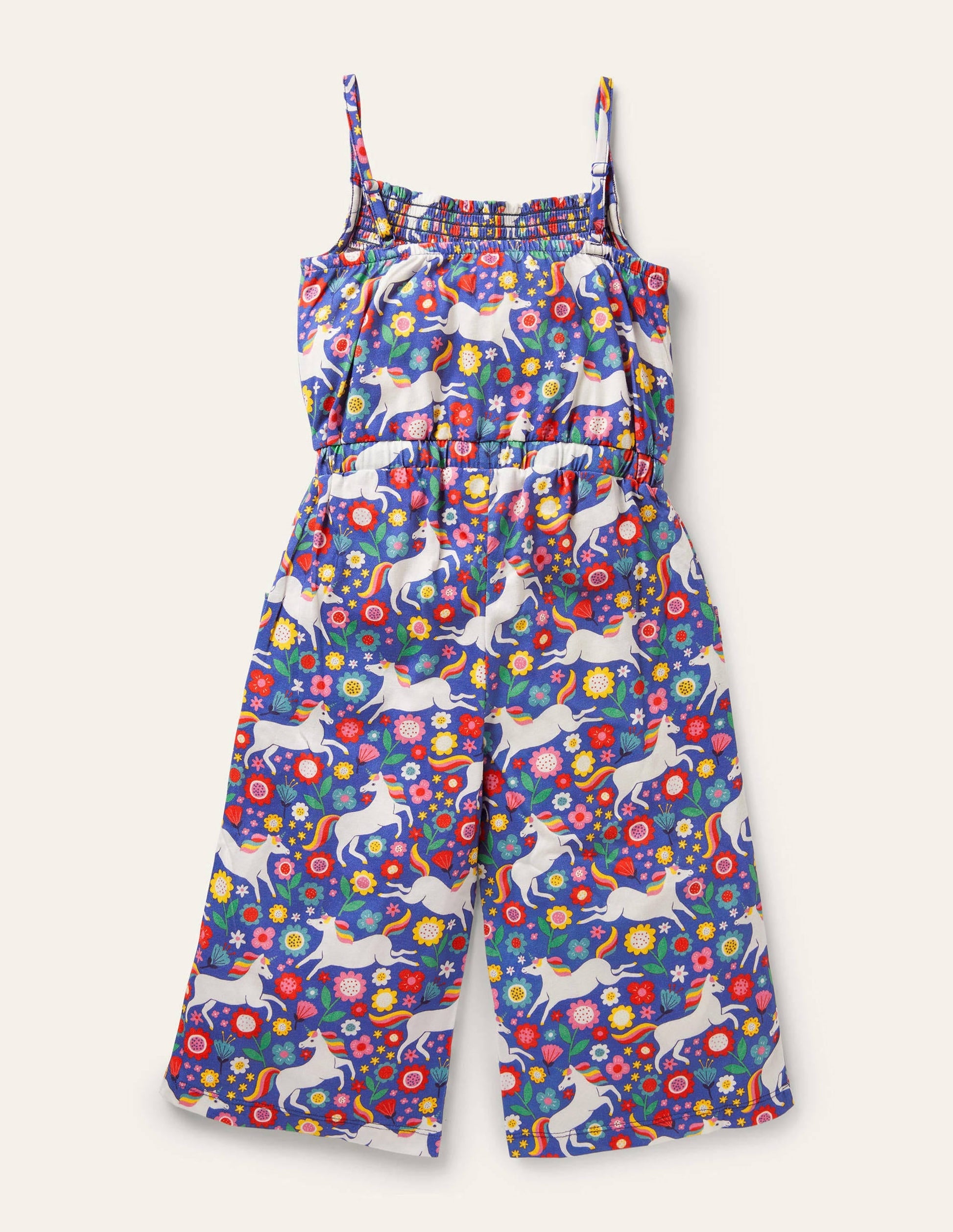 Wide Leg Jersey Jumpsuit-Bluebell Small Unicorn Floral-2