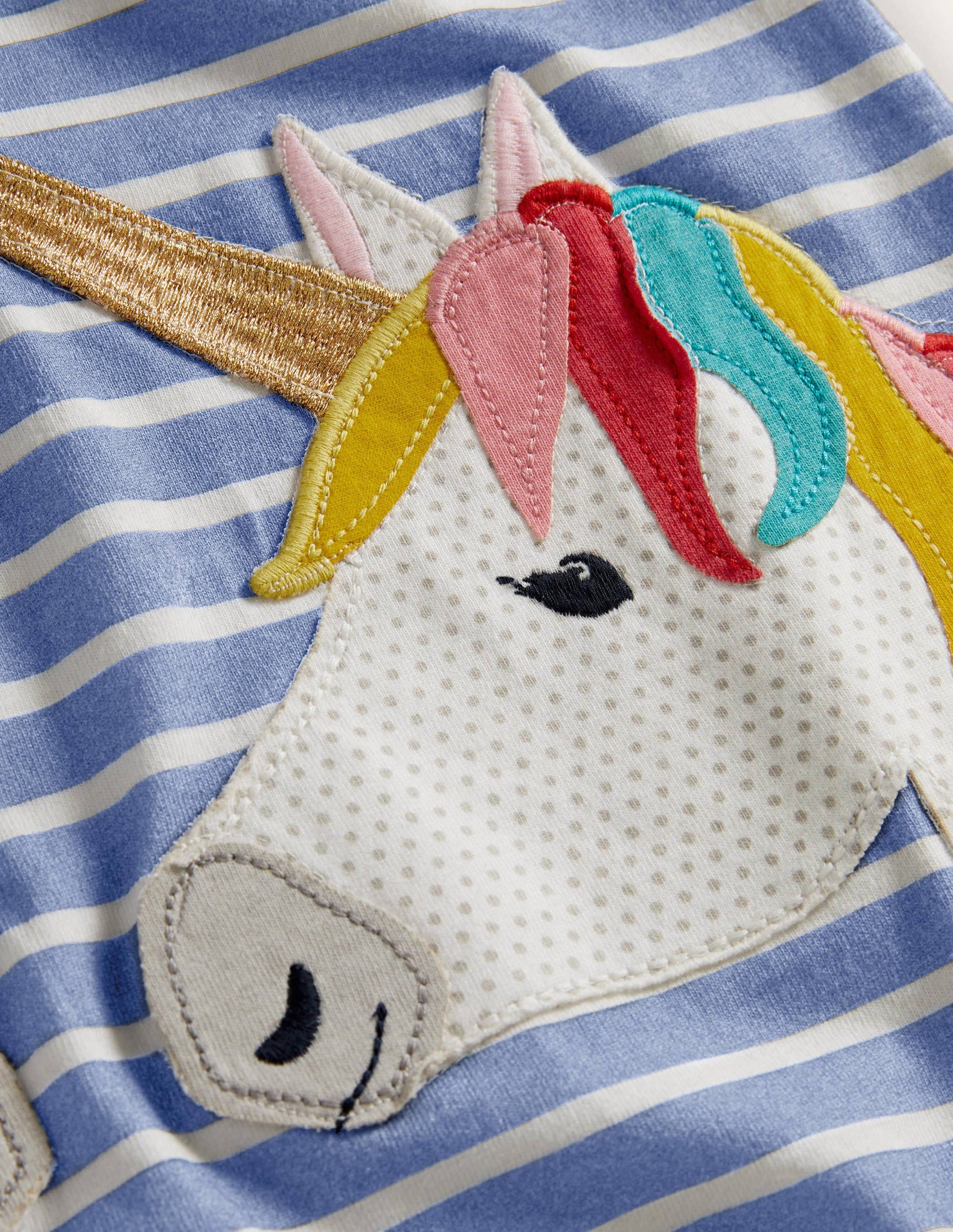 Short Sleeve Appliqué Tunic-Bluebell/ Ivory Unicorn-3