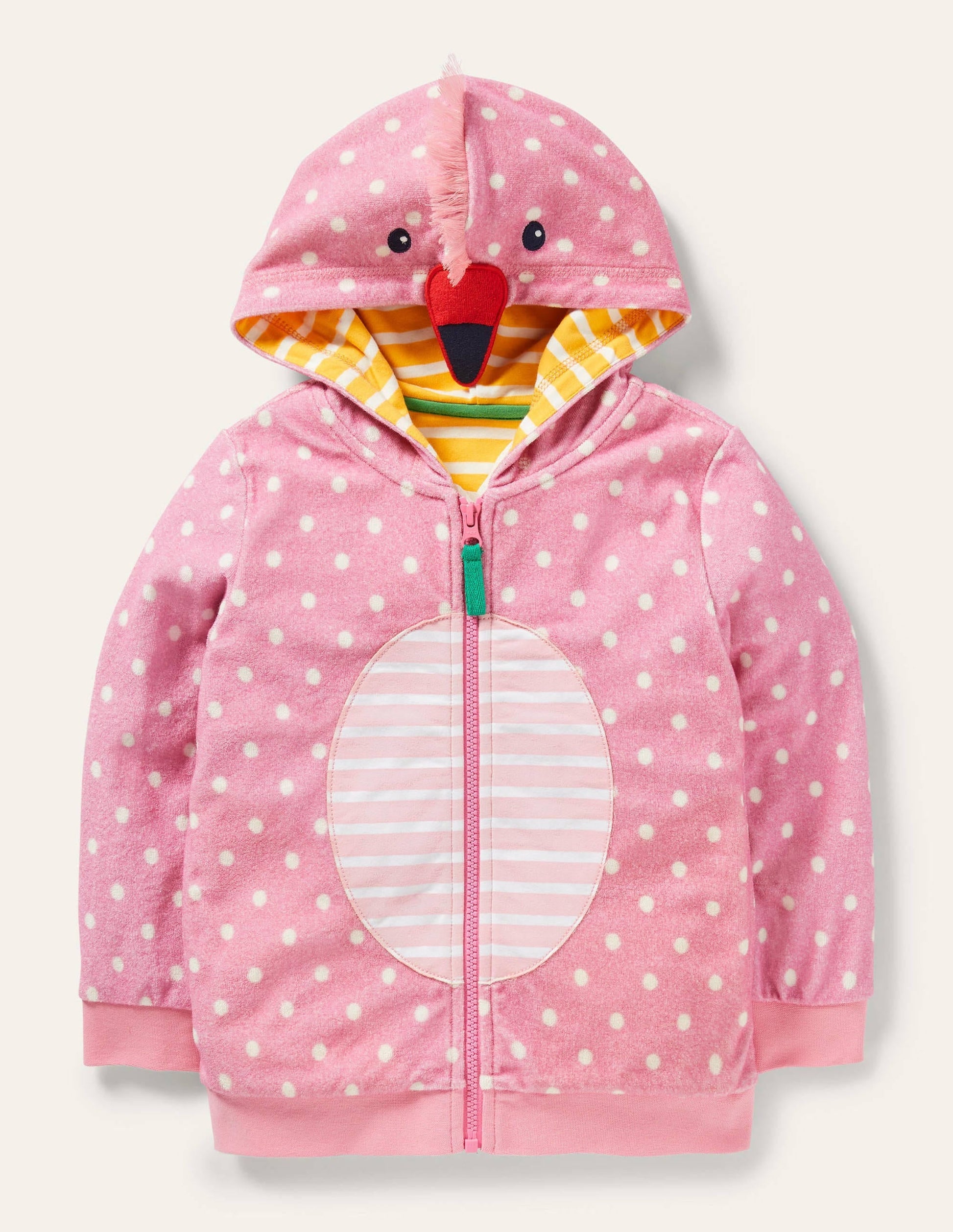 Novelty Towelling Hoodie-Pink Lemonade Flamingo-1
