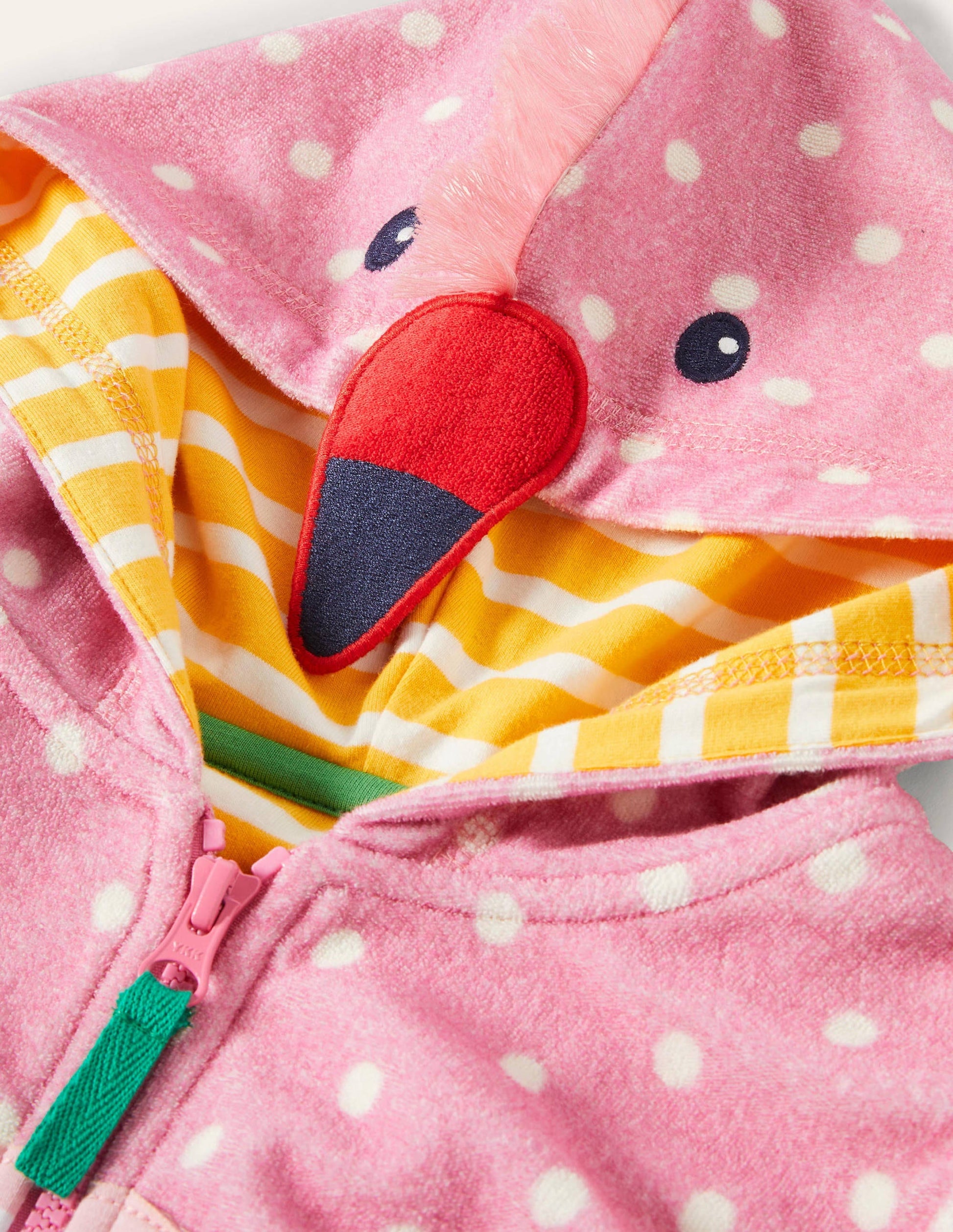 Novelty Towelling Hoodie-Pink Lemonade Flamingo-3
