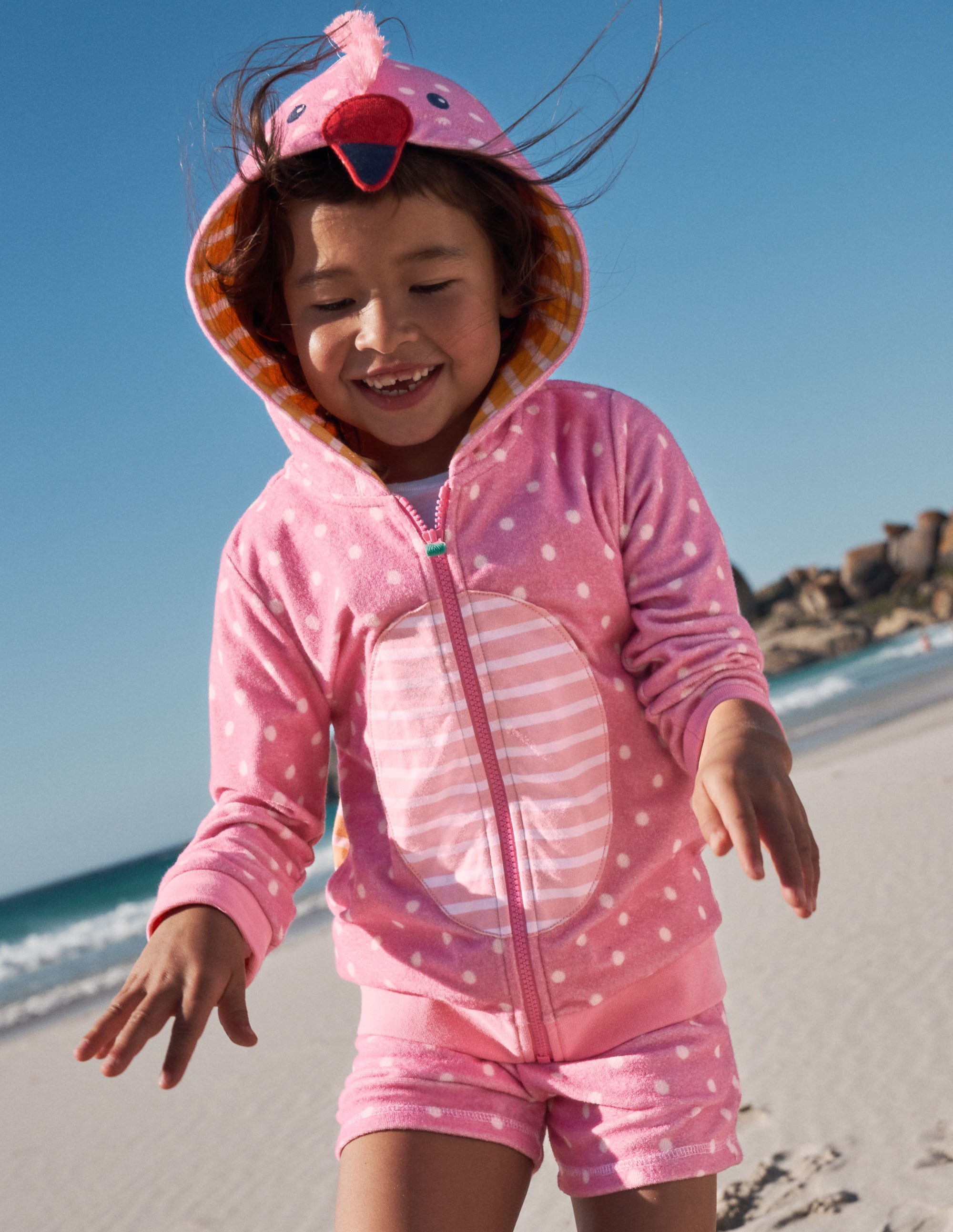 Novelty Towelling Hoodie-Pink Lemonade Flamingo - Image 4