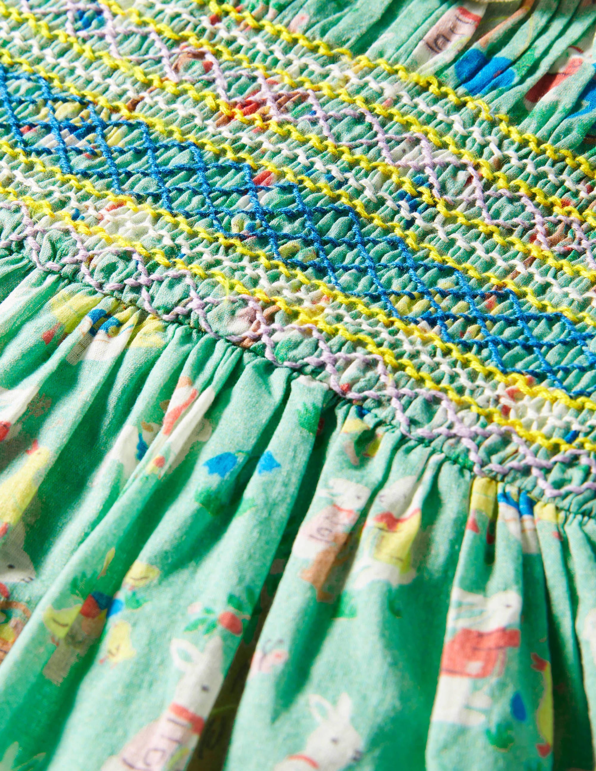 Smocked Dress-Fountain Green Spring Time - Image 3