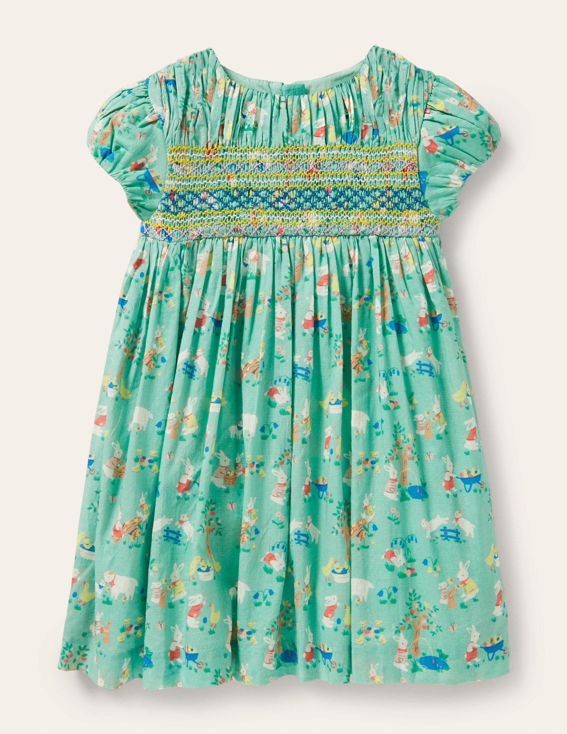 Smocked Dress-Fountain Green Spring Time-1