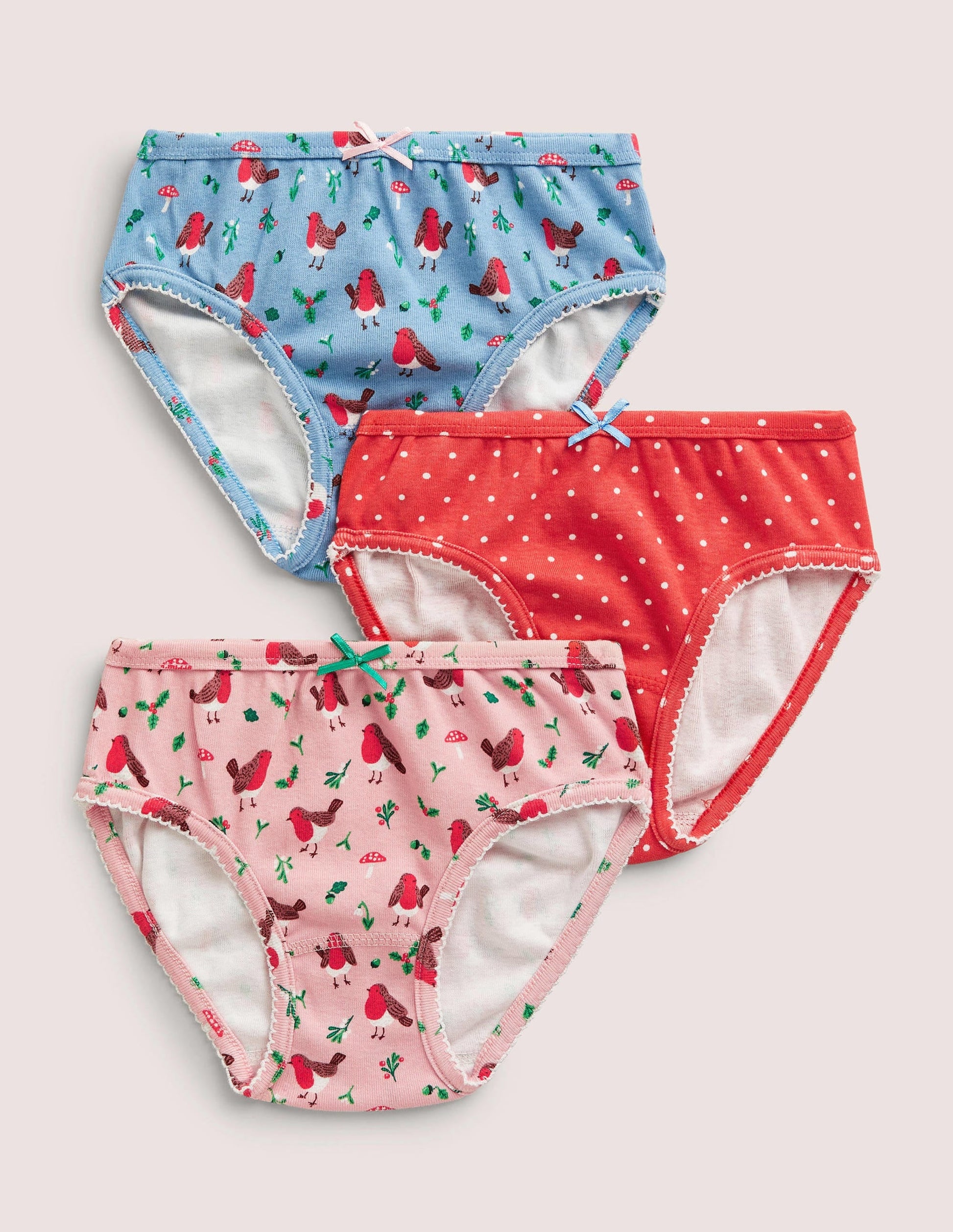 Girls 3 Pack Pants-Boto Pink Robins-1