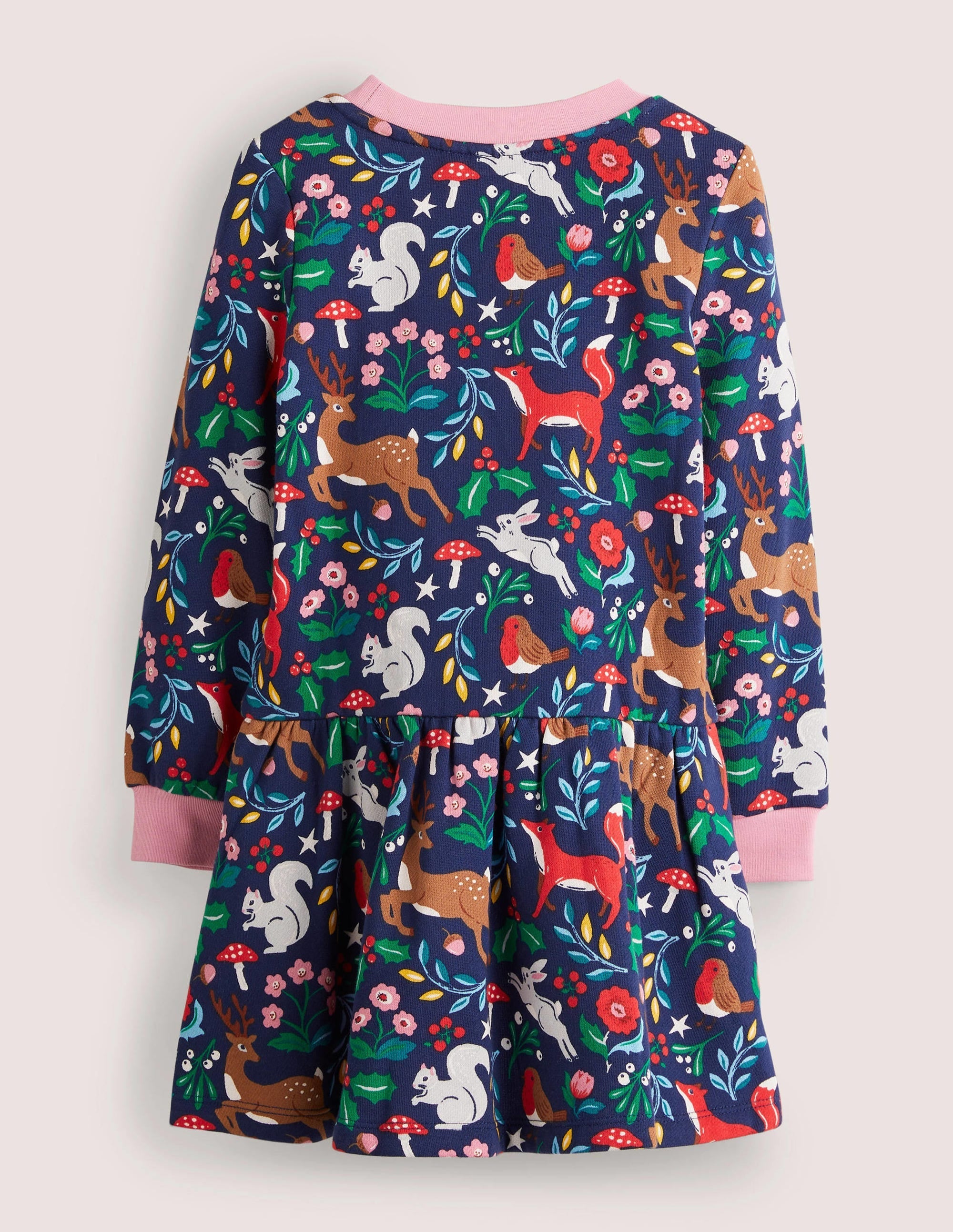 Cosy Printed Sweatshirt Dress-College Navy Festive Toile - Image 2
