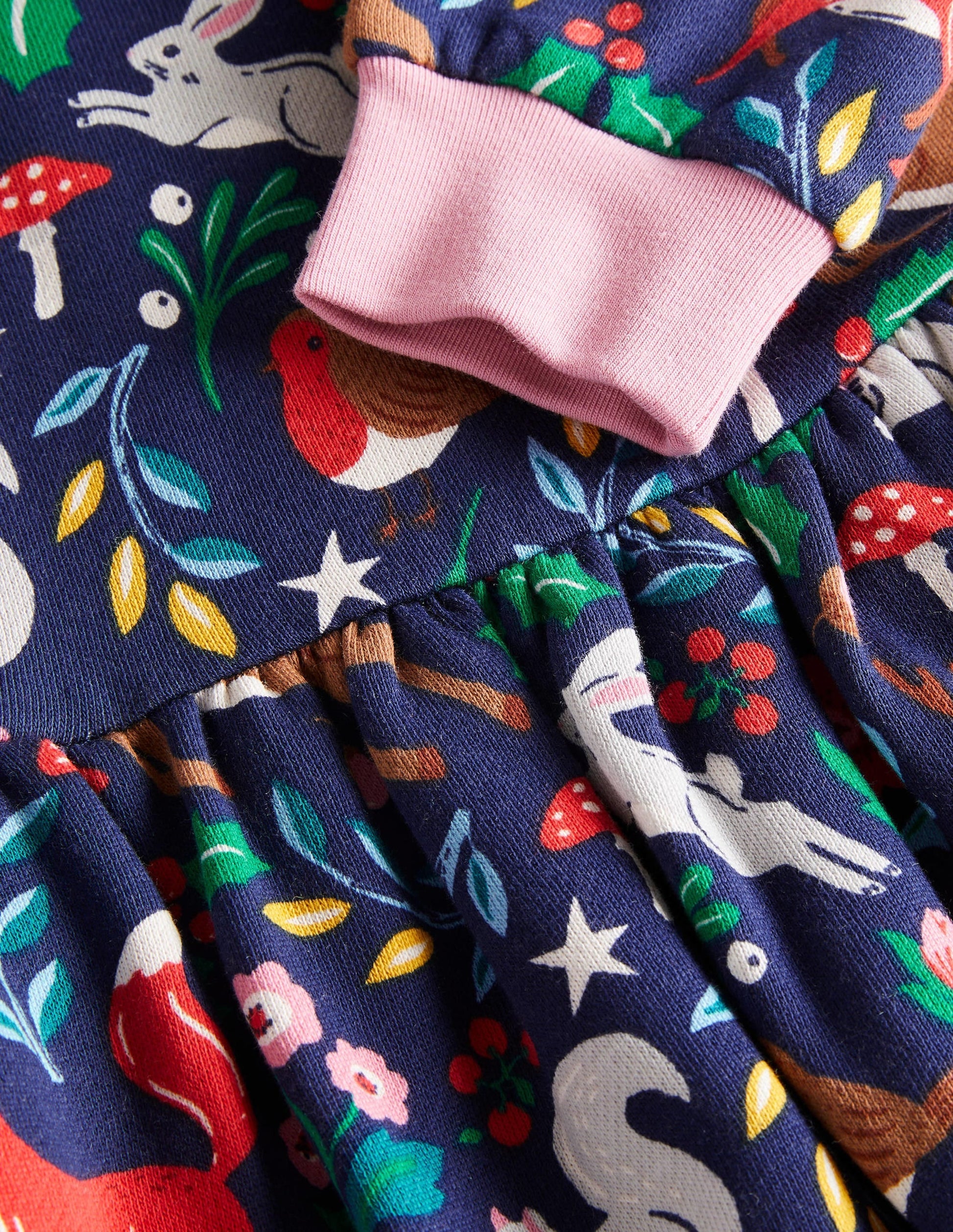 Cosy Printed Sweatshirt Dress-College Navy Festive Toile-3