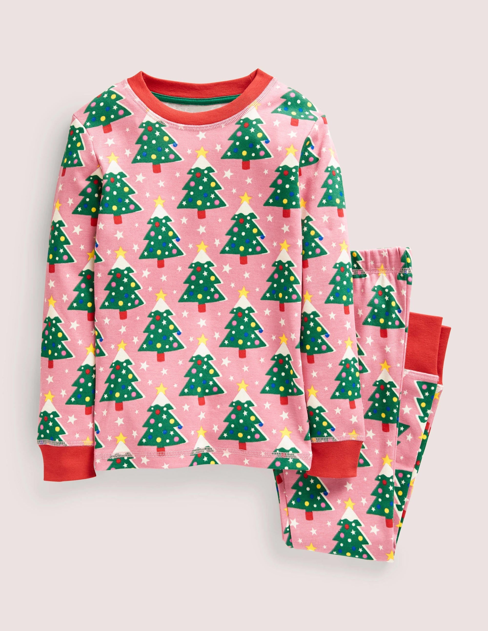 Snug Glow-In-The-Dark Pyjamas-Formica Pink Christmas Trees - Image 1