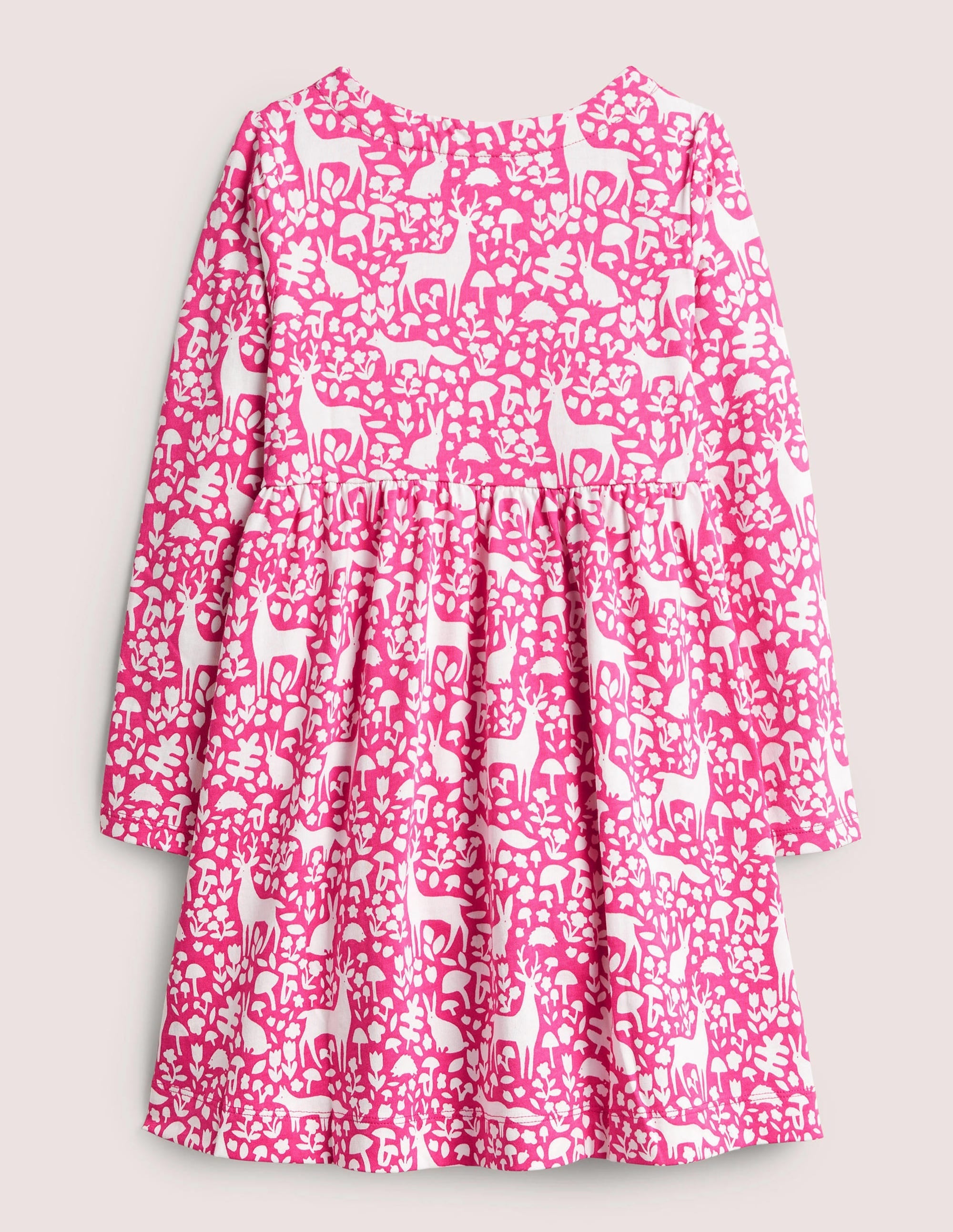 Long Sleeve Fun Jersey Dress-Pink Woodland Toile - Image 2