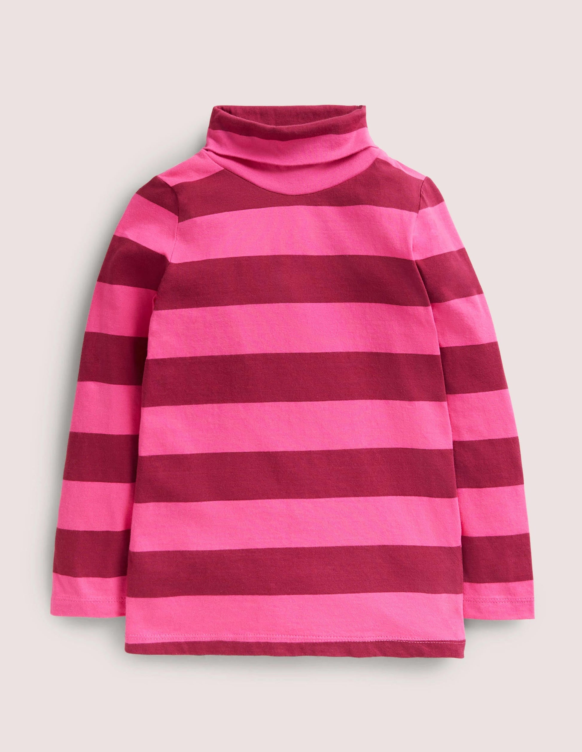 Roll Neck Supersoft T-shirt-Party Pink/Damson Burgundy-1