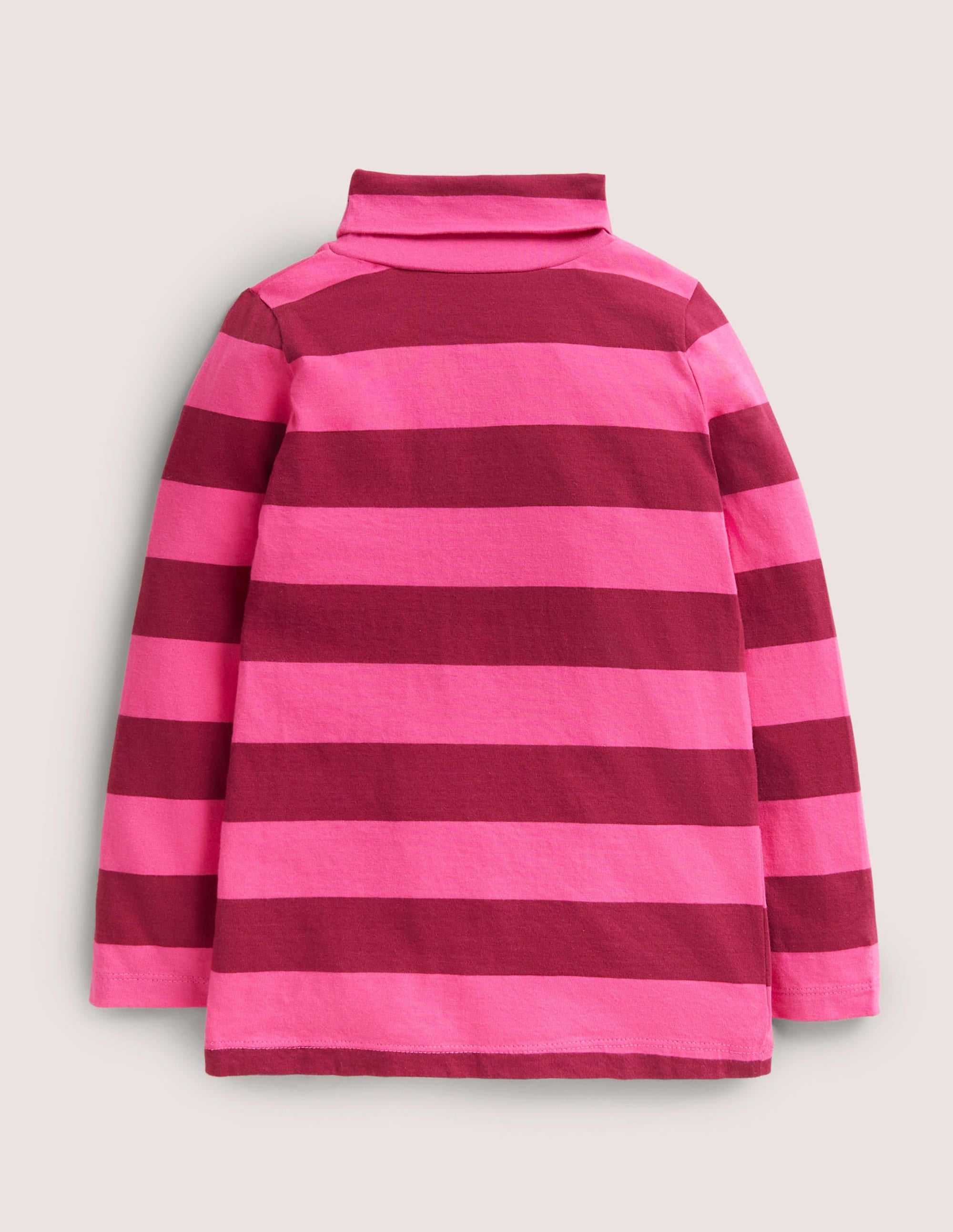 Roll Neck Supersoft T-shirt-Party Pink/Damson Burgundy - Image 2