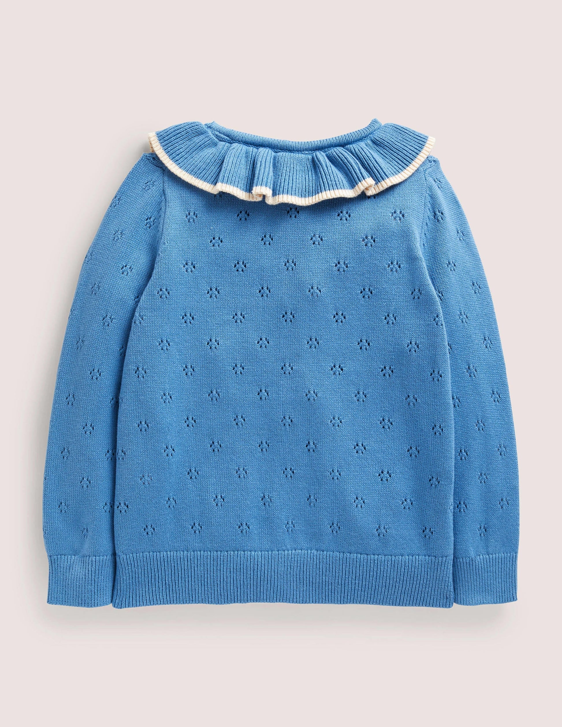 Collared Pointelle Cardigan-Elizabethan Blue-2