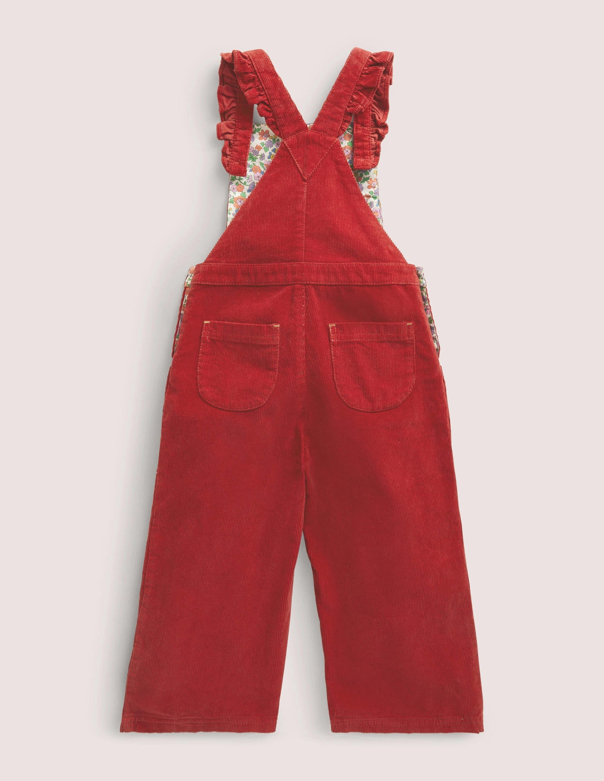 Embroidered Cord Dungarees-Russet Red Embroidery - Image 2