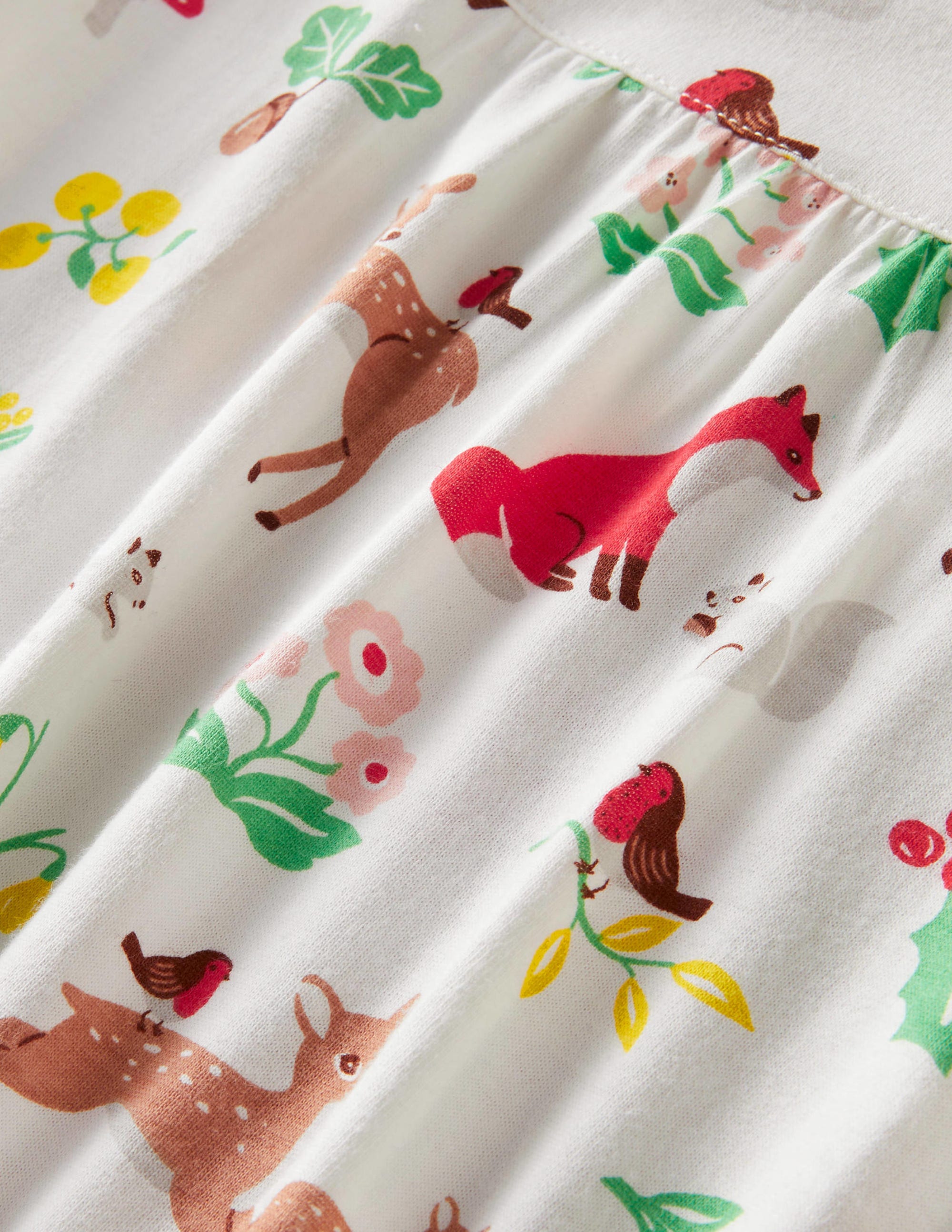 Printed Long-sleeved Nightie-Ivory Woodland Christmas - Image 3
