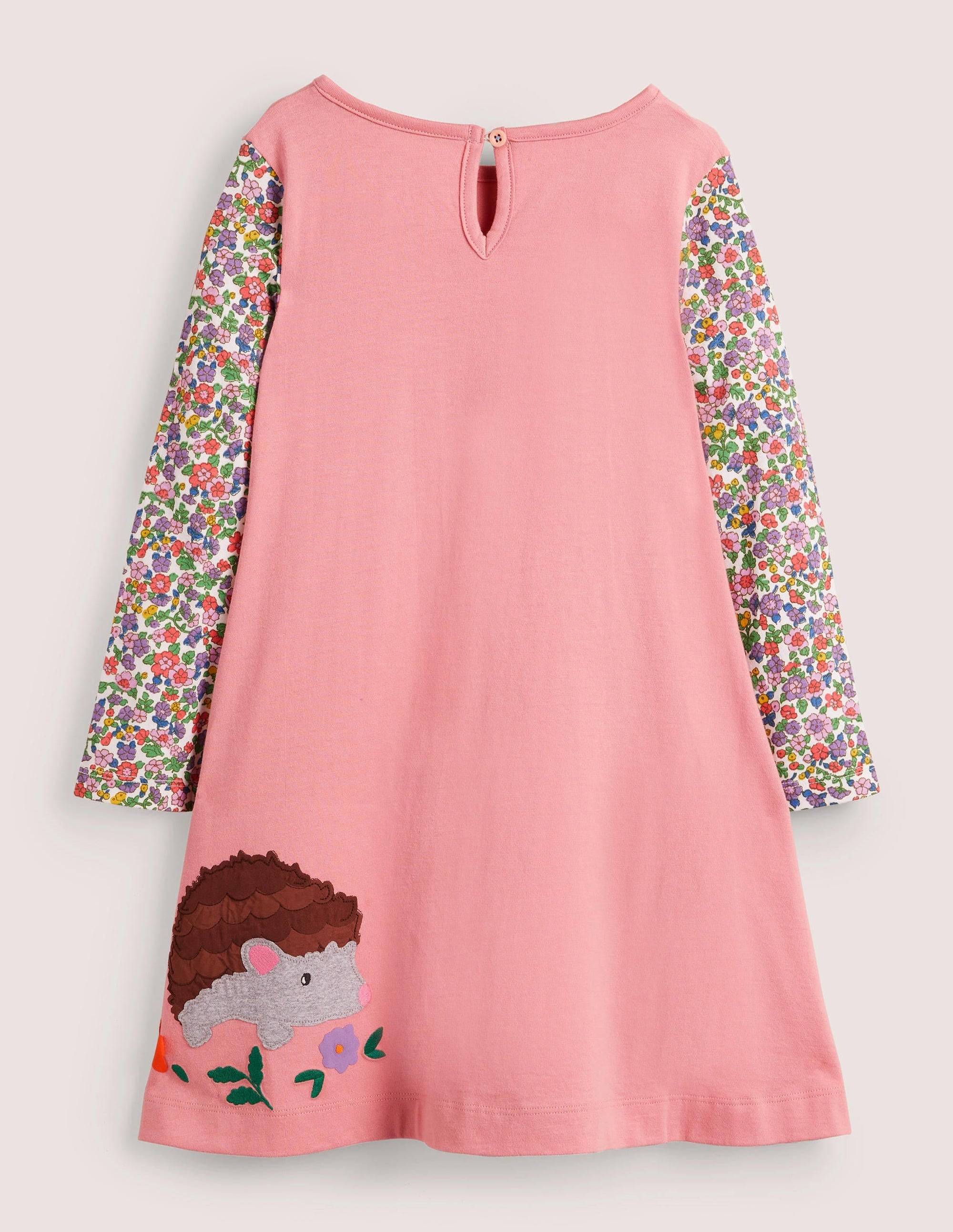 Big Appliqué Dress-Pink Hedgehogs - Image 2