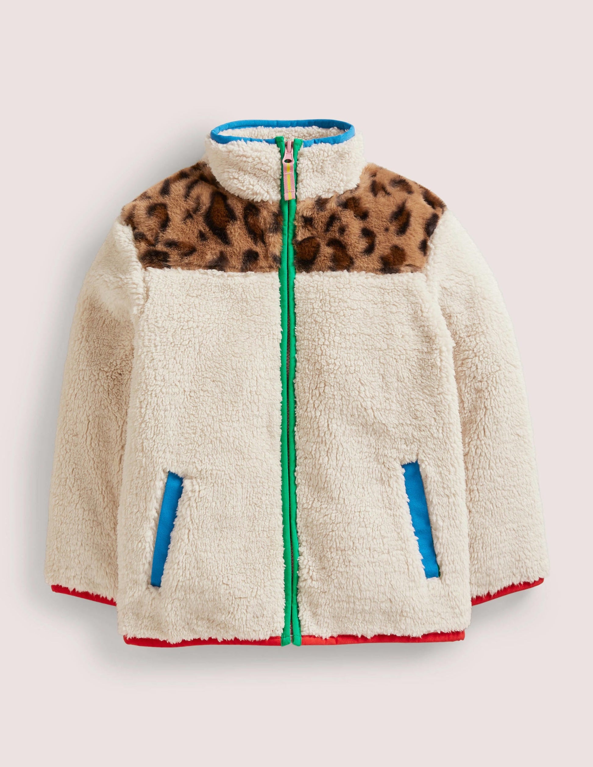 Borg Jacket-Ivory/Leopard Colourblock-1