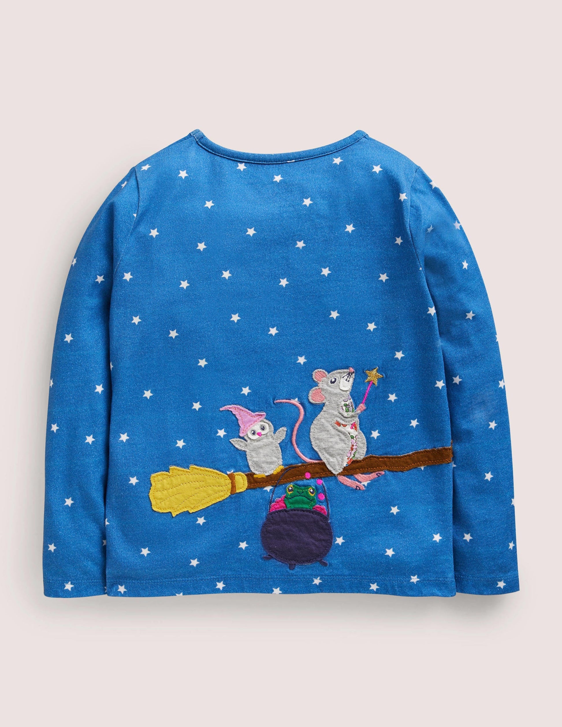 Front & Back Halloween Top-Bright Marina Blue Stars-2