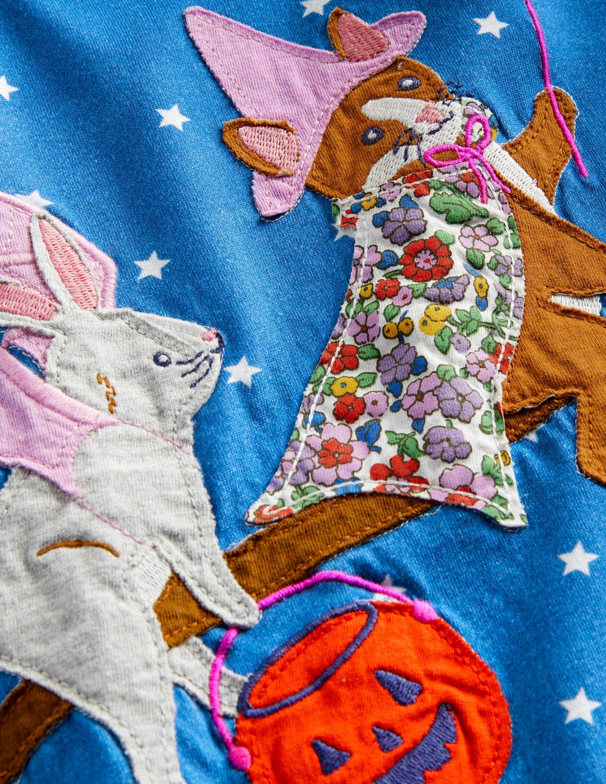 Front & Back Halloween Top-Bright Marina Blue Stars-3