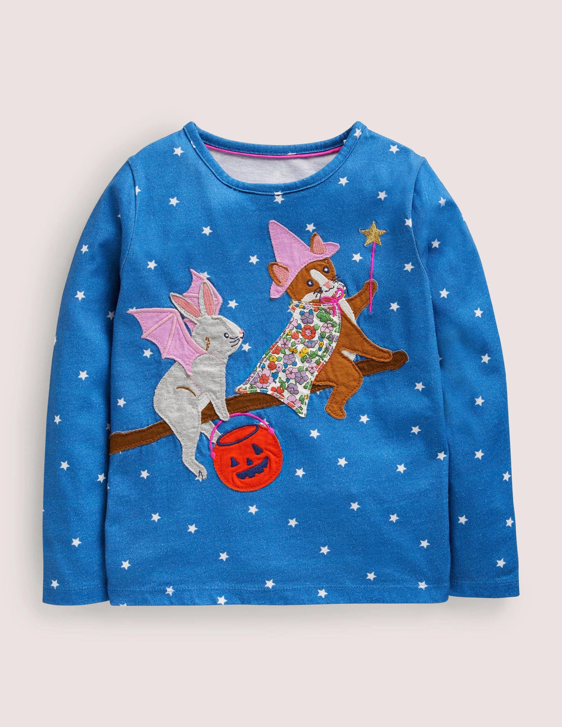 Front & Back Halloween Top-Bright Marina Blue Stars-1