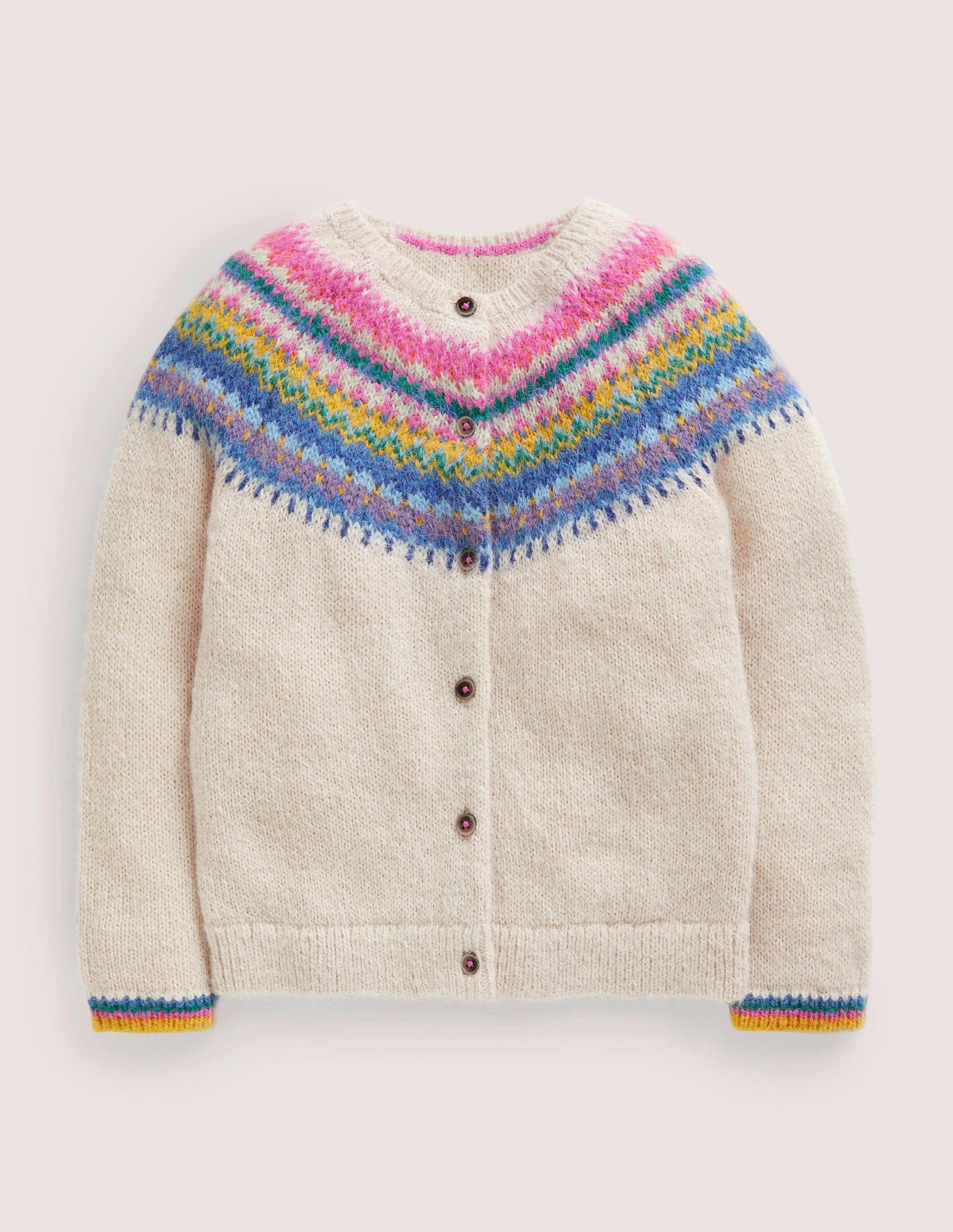 Fair Isle Yoke Cardigan-Ecru Marl Multi Yoke-1