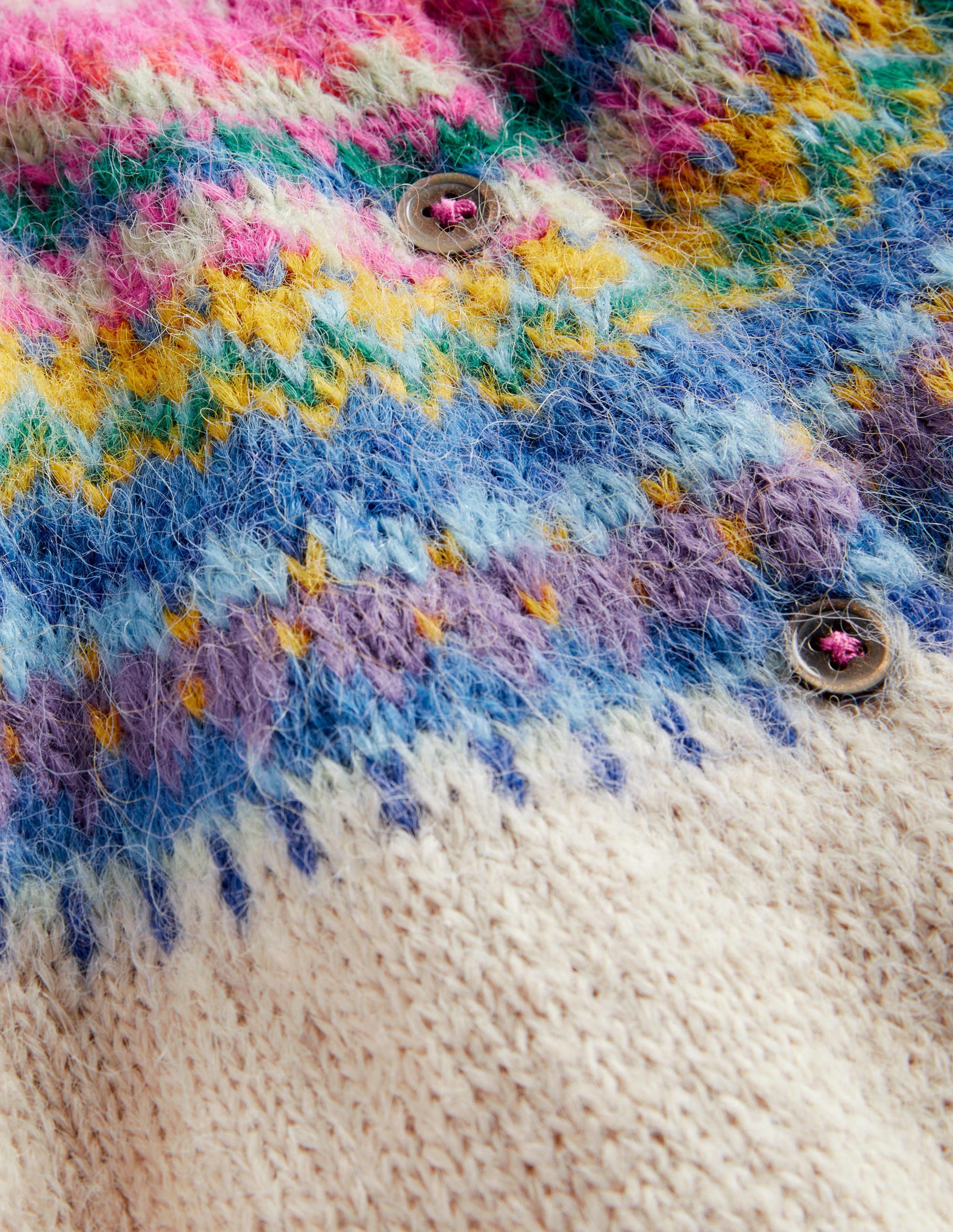 Fair Isle Yoke Cardigan-Ecru Marl Multi Yoke - Image 3