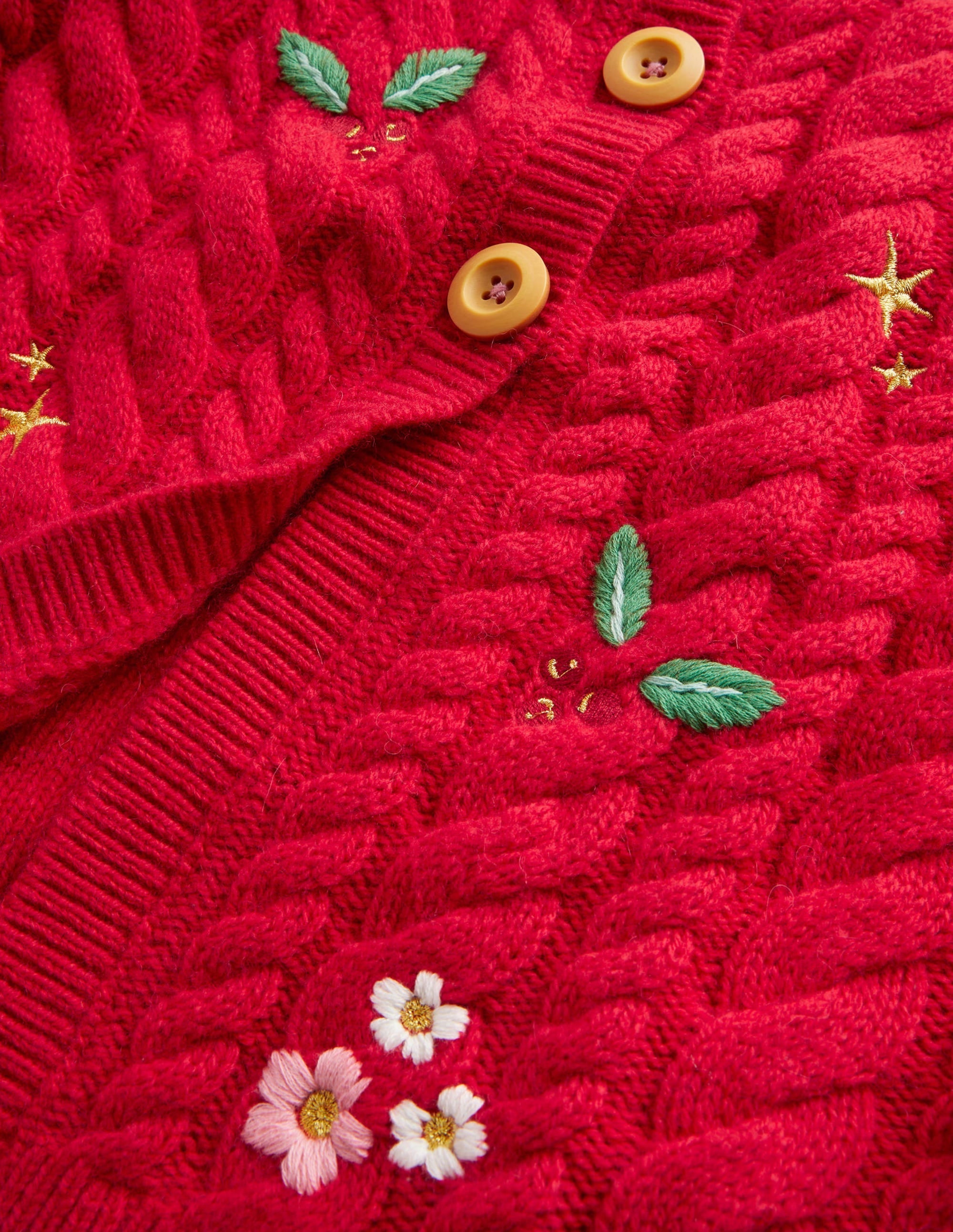 Cable Cardigan-Rockabilly Red Embroidery - Image 3
