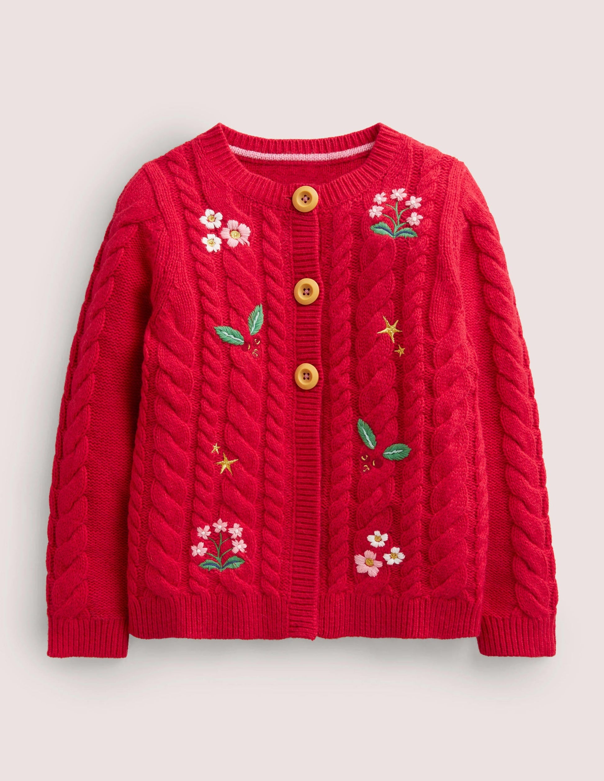 Cable Cardigan-Rockabilly Red Embroidery-1