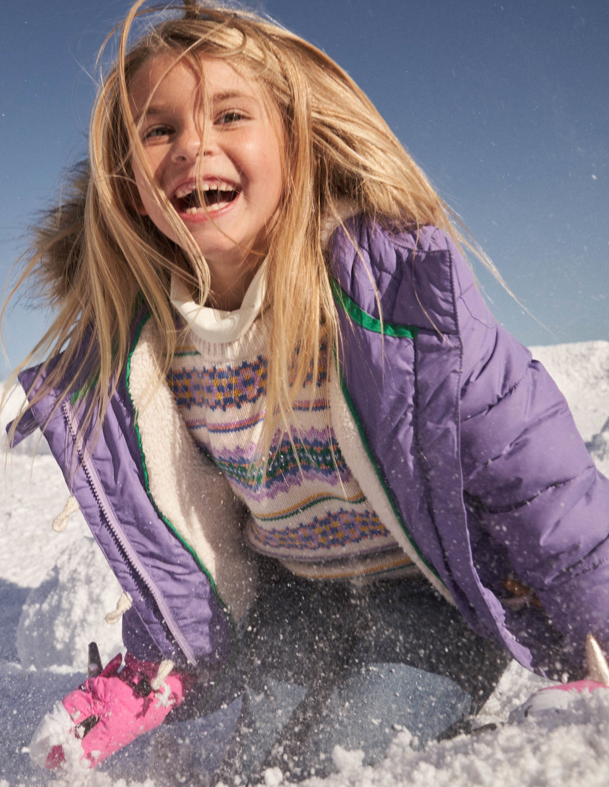 Purple Star Fleece-Lined Hooded Puffer Jacket-Aster Purple Star-5