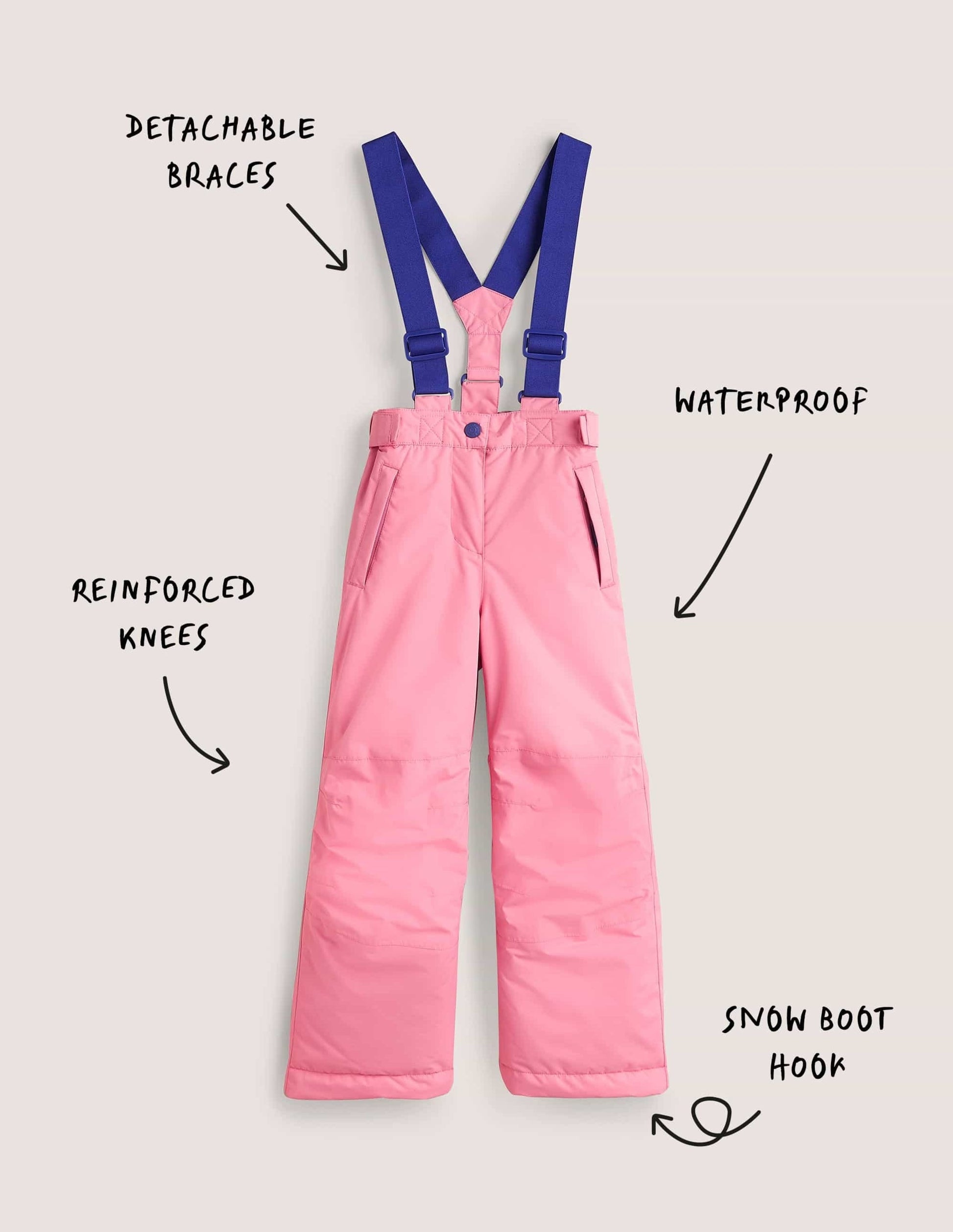 Pink Waterproof Dungaree Trousers-Pink Lemonade-4