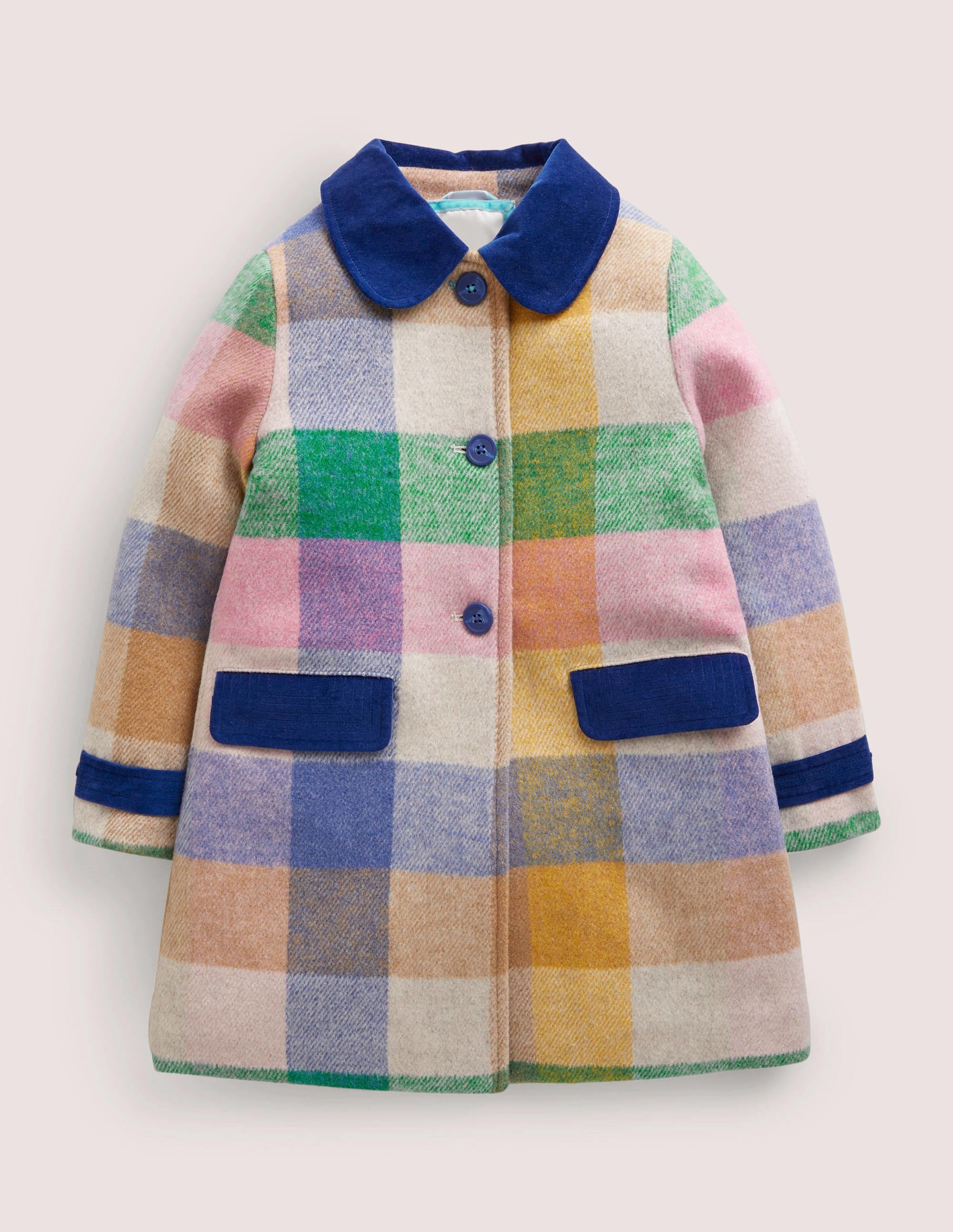 Check Wool Coat-Multi Rainbow Gingham - Image 1