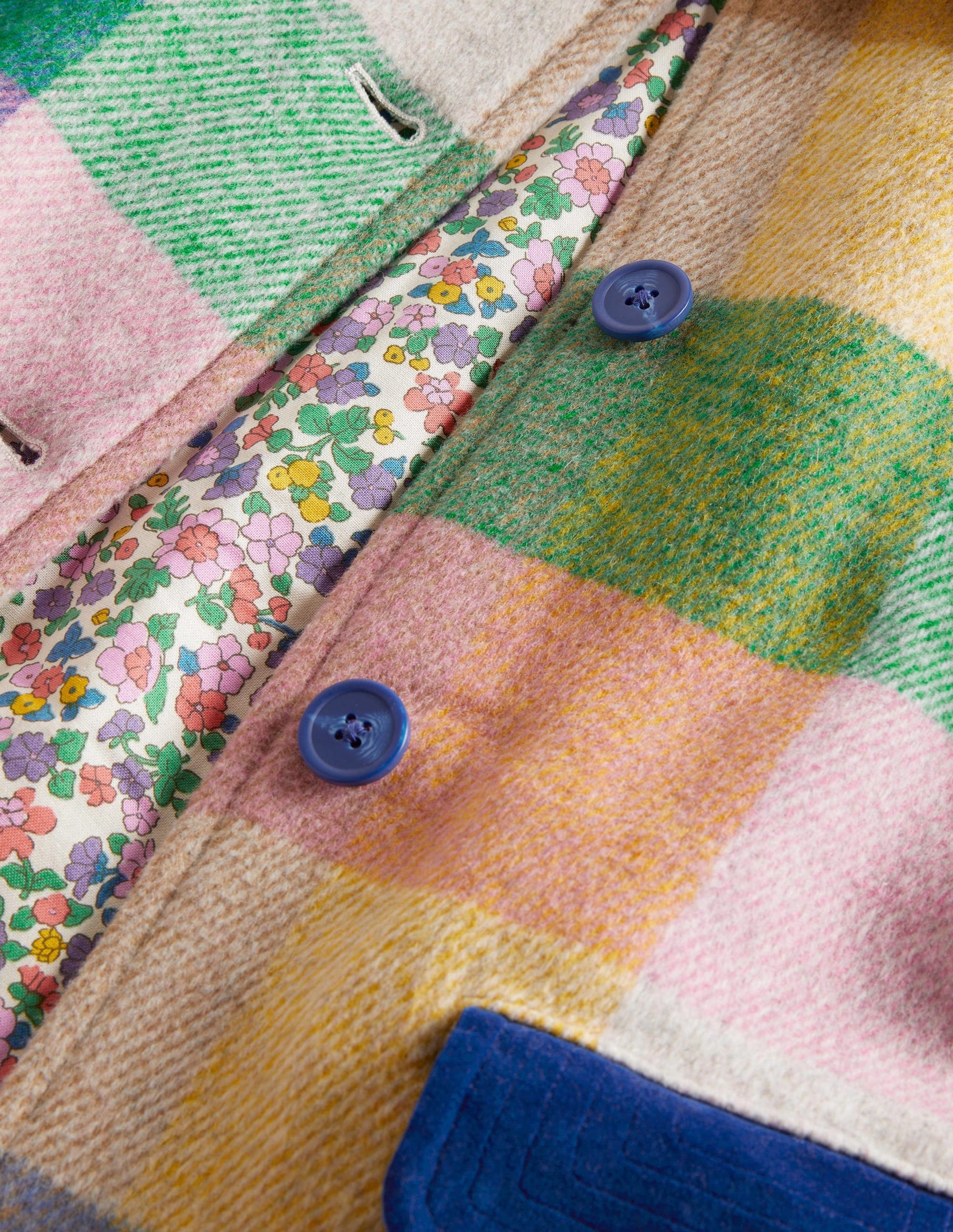 Check Wool Coat-Multi Rainbow Gingham-3