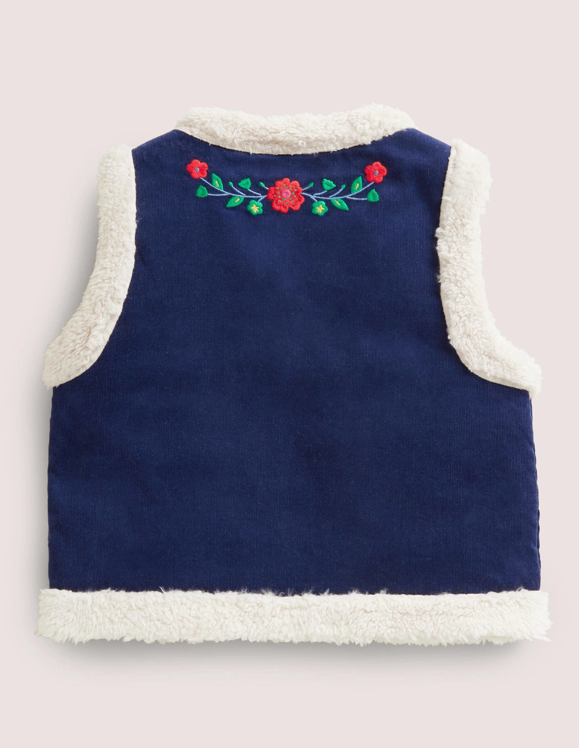 Shaggy Lined Emboidered Gilet-College Navy-2