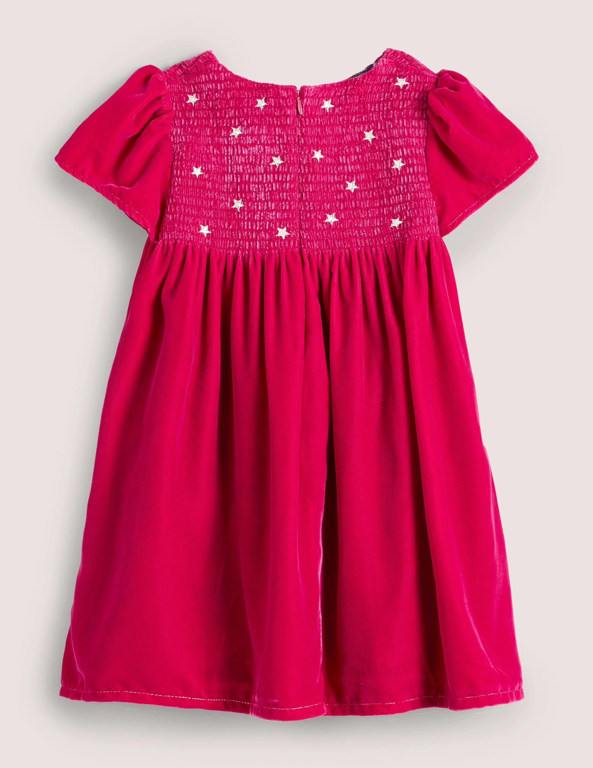 Velvet Smock Party Dress-Candy Cane Pink - Image 2
