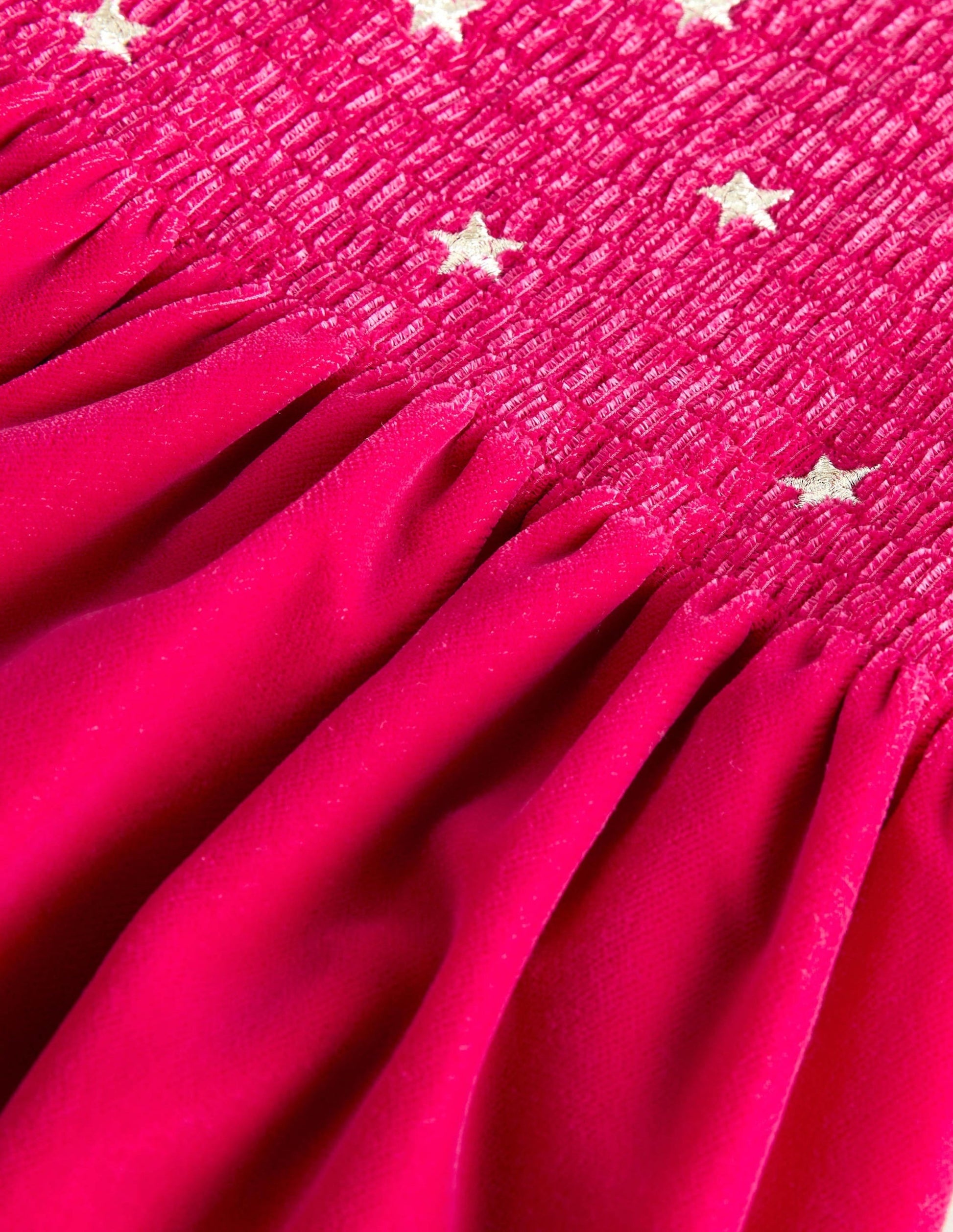 Velvet Smock Party Dress-Candy Cane Pink-3