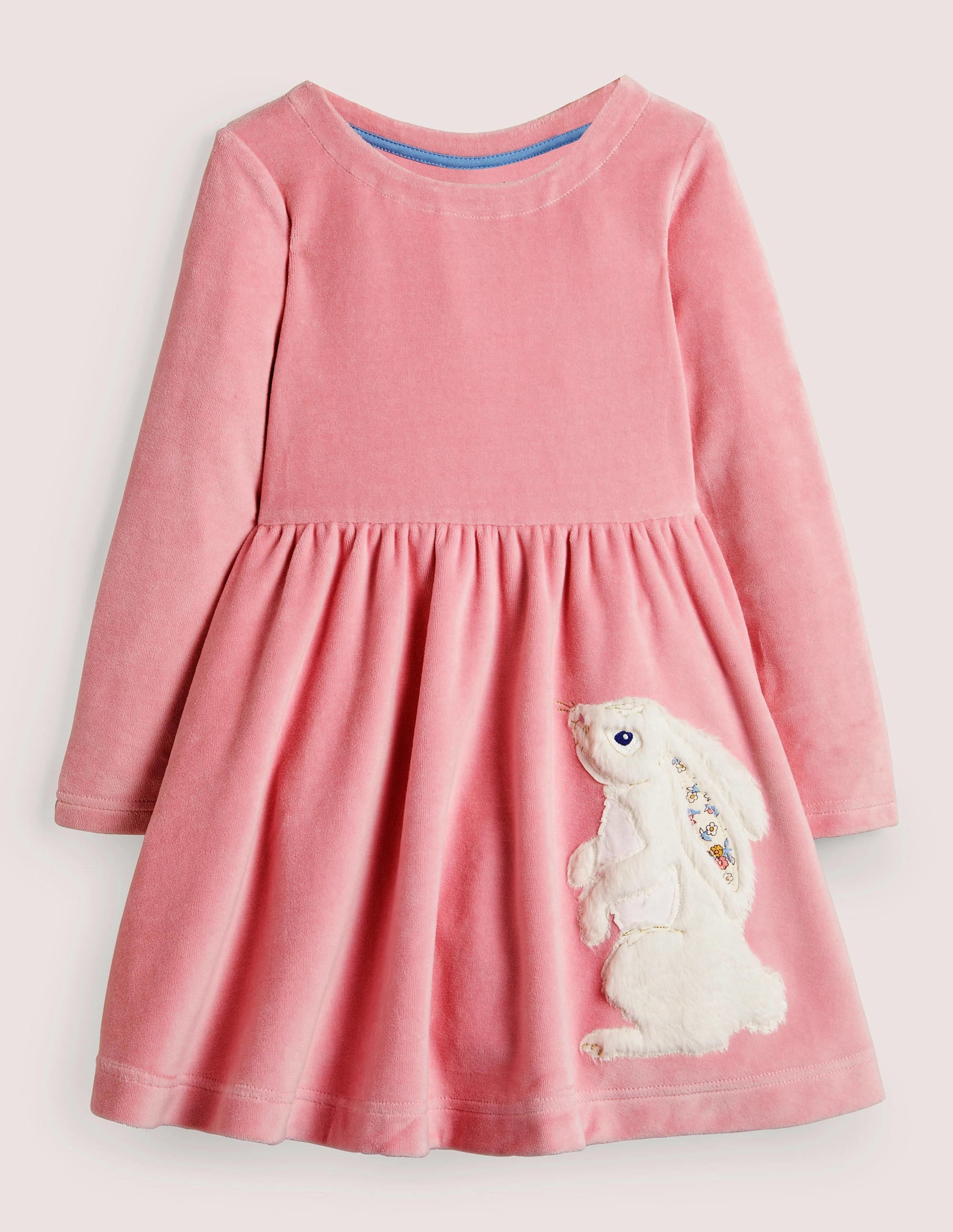Twirly Velour Appliqué Dress-Cameo Pink Bunny - Image 1
