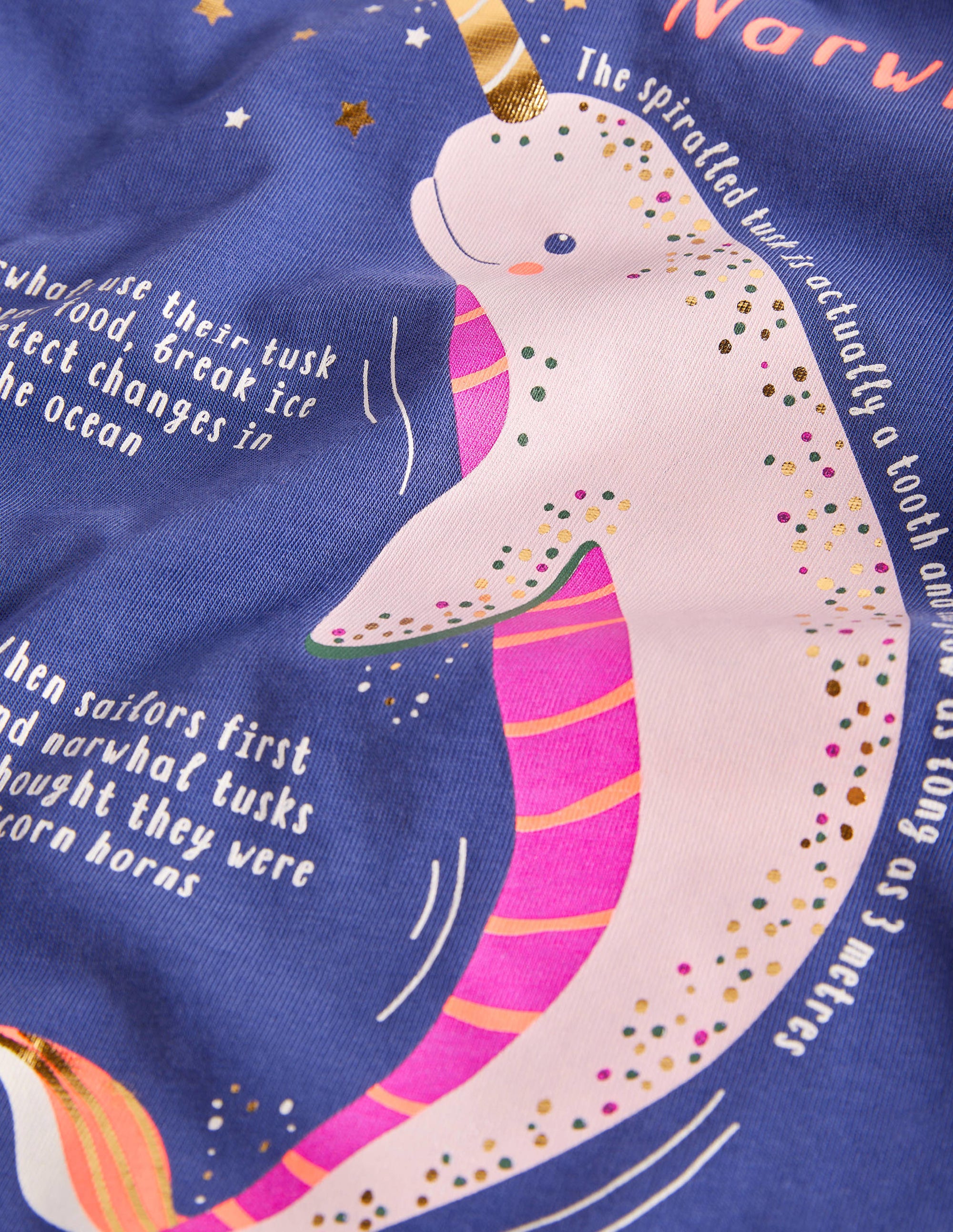Educational Printed T-shirt-College Navy Narwhal - Image 3