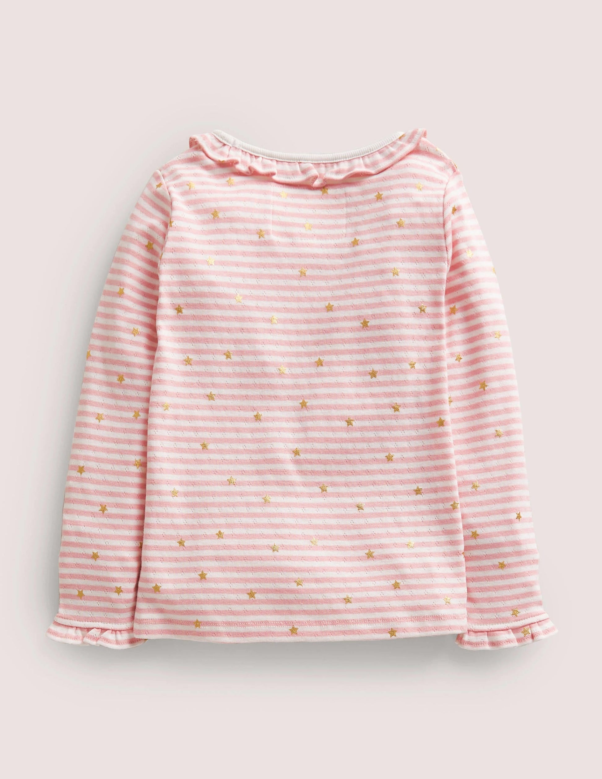 Sparkly Ruffle Pointelle Top-Ivory/Cameo Pink-2