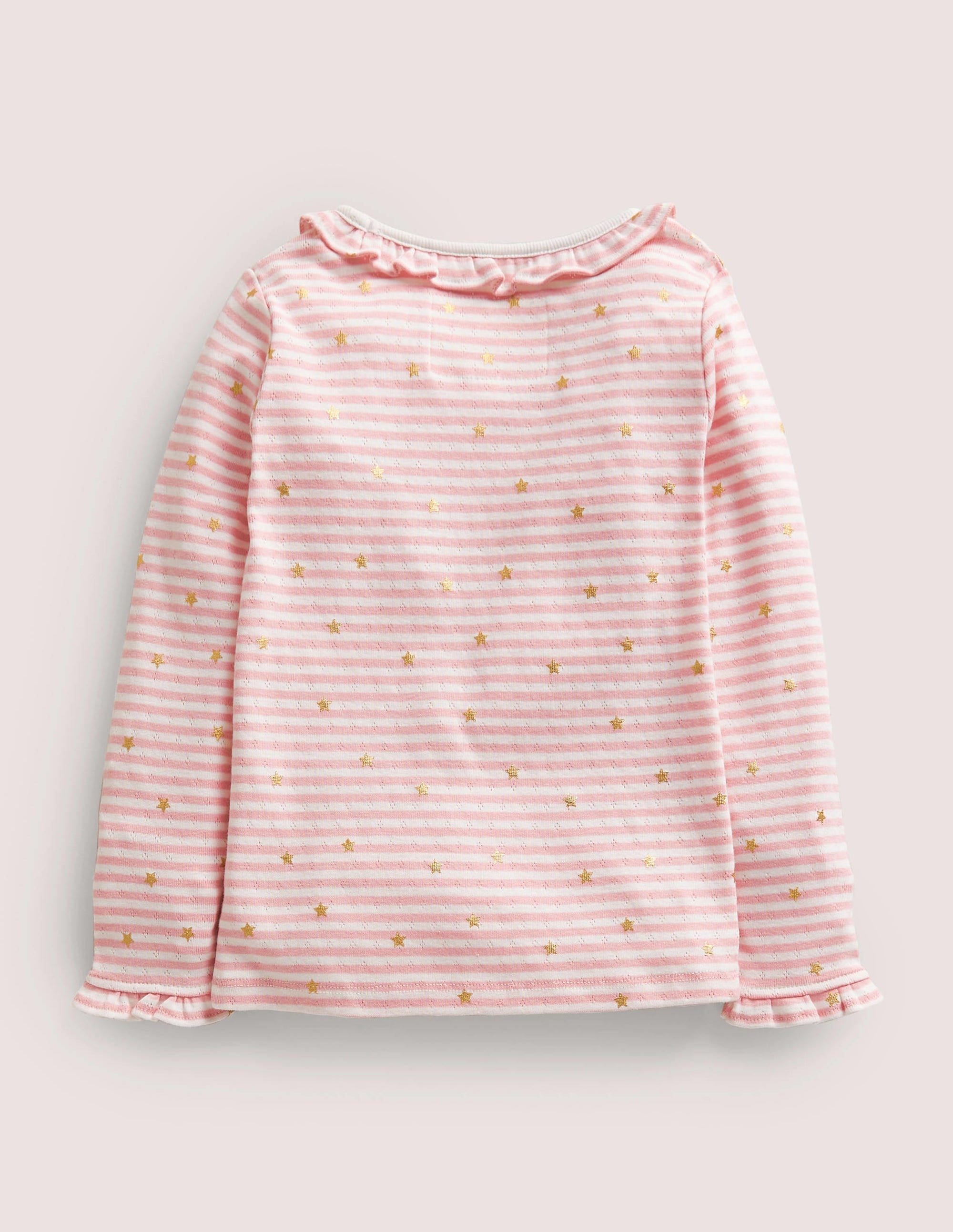 Sparkly Ruffle Pointelle Top-Ivory/Cameo Pink - Image 2