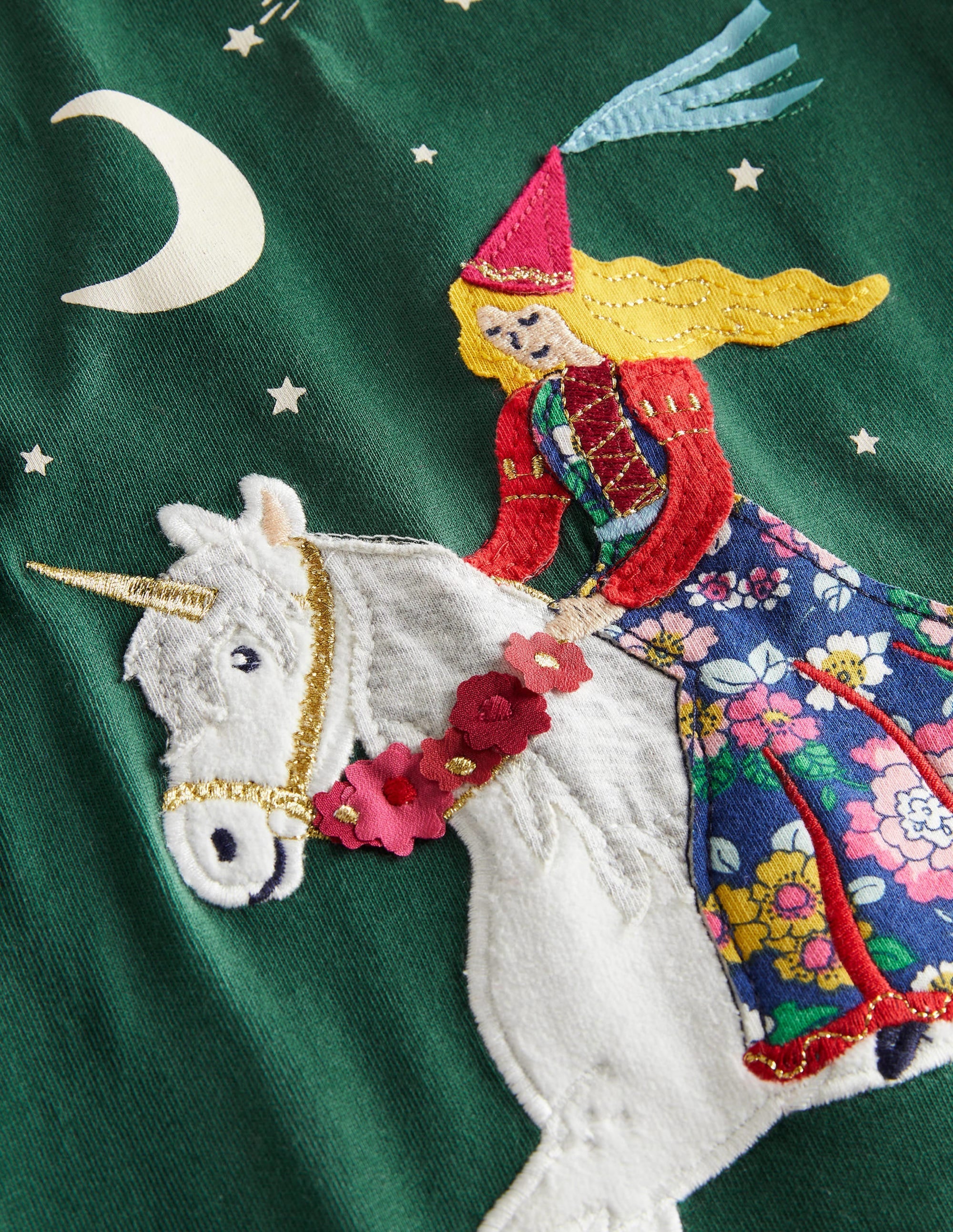 Magical Appliqué T-shirt-Trekking Green Princess - Image 3