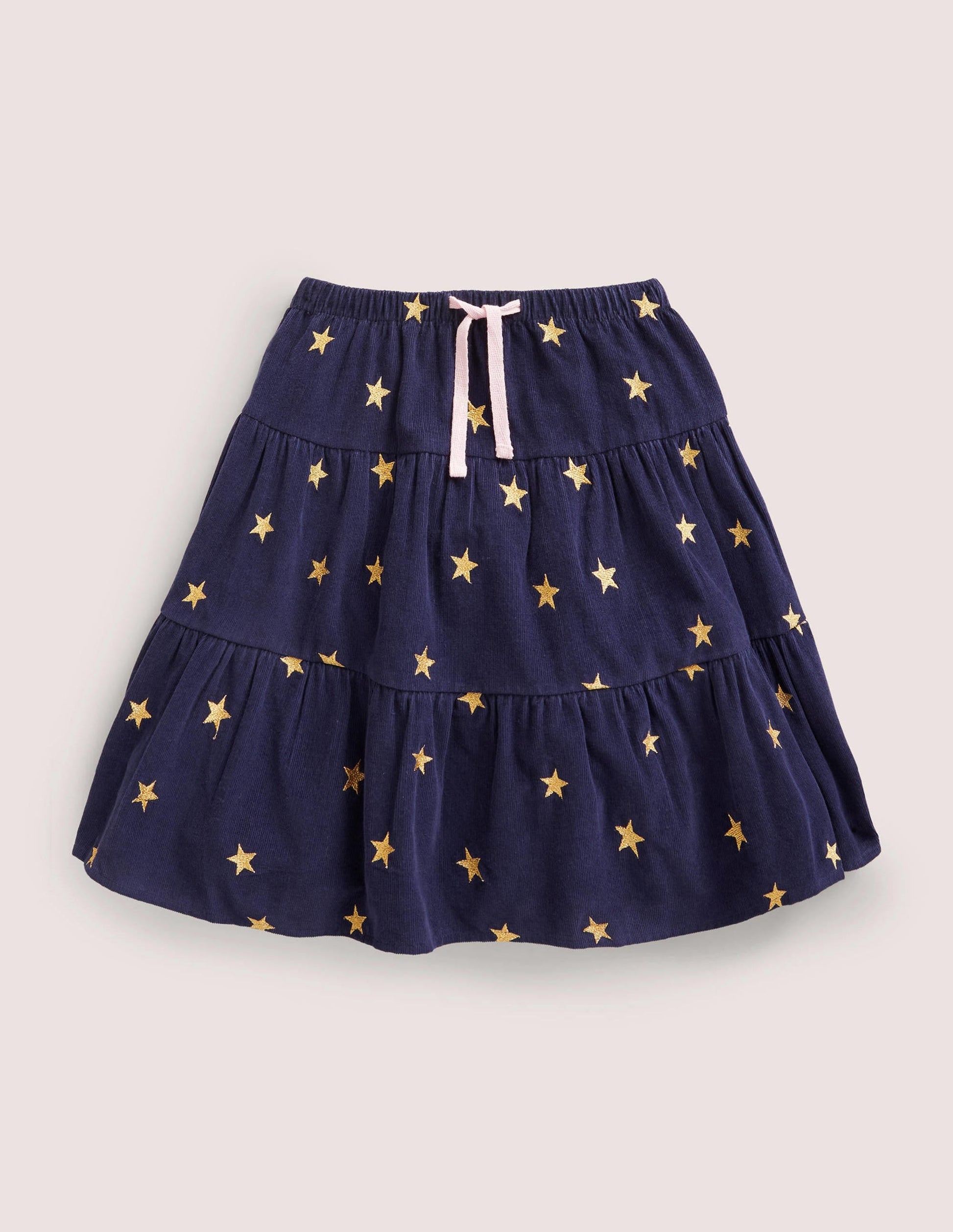 Embroidered Twirly Midi Skirt-College Navy Stars-1