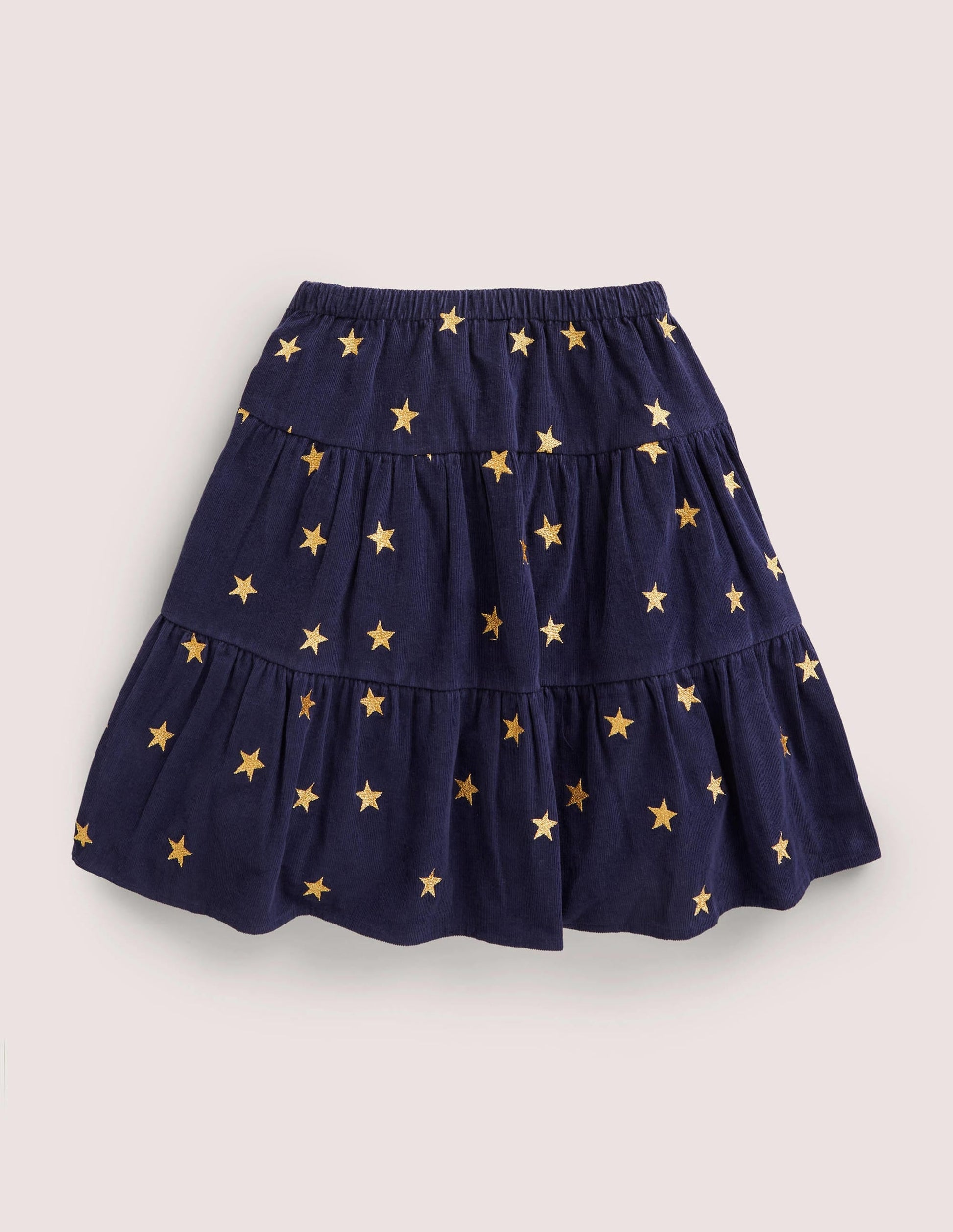 Embroidered Twirly Midi Skirt-College Navy Stars-2