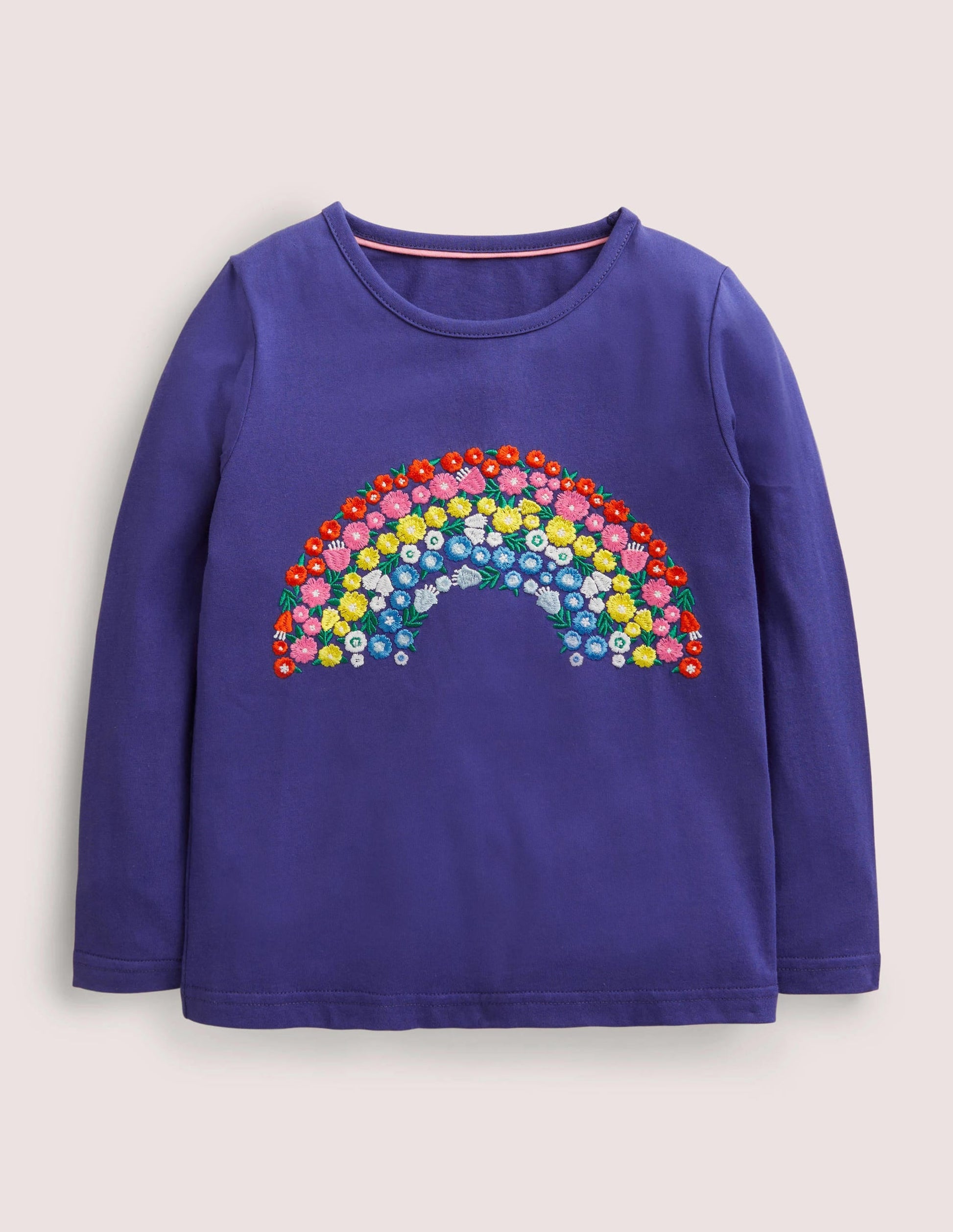 Rainbow Embroidery T-shirt-Starboard Blue-1