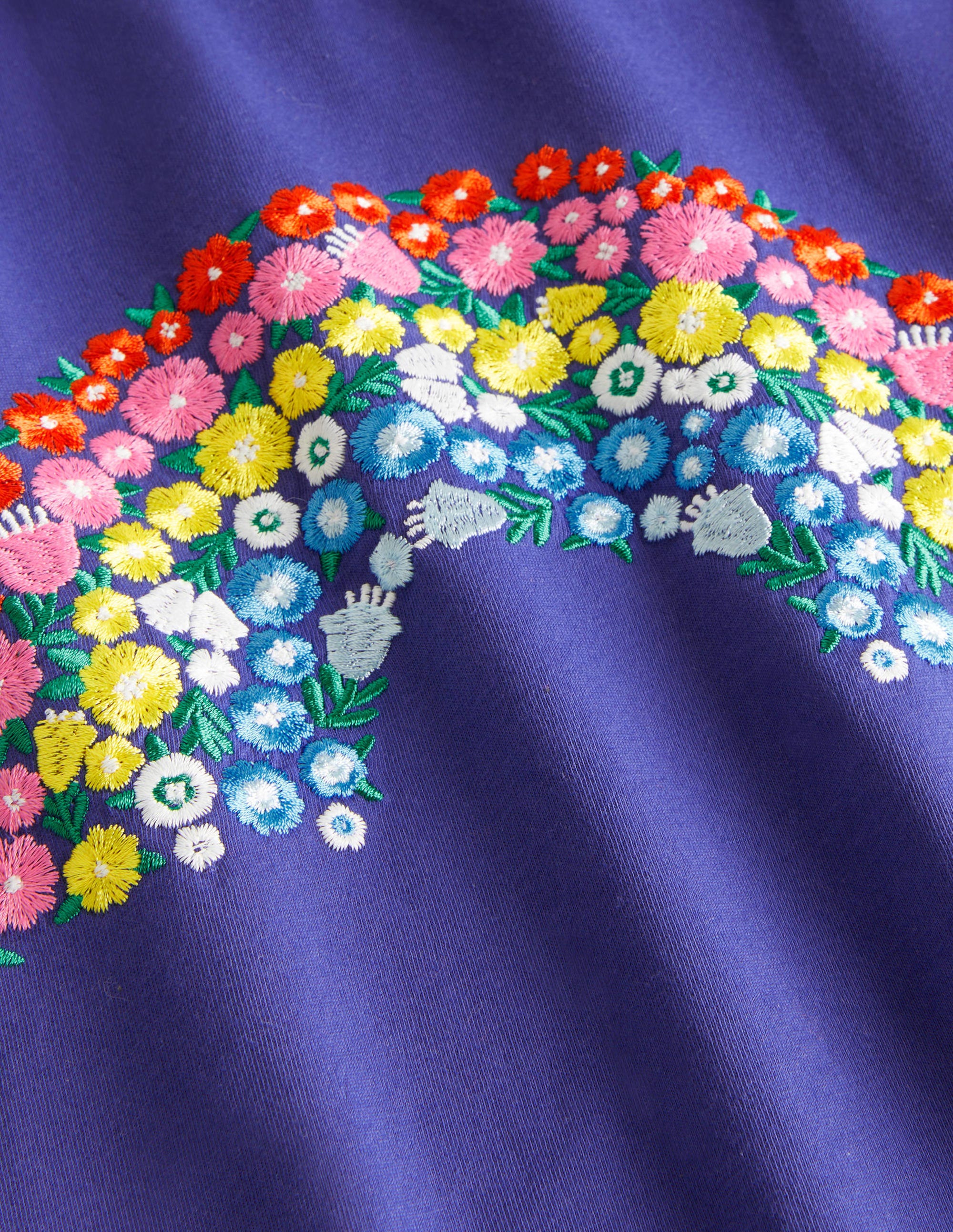 Rainbow Embroidery T-shirt-Starboard Blue - Image 3