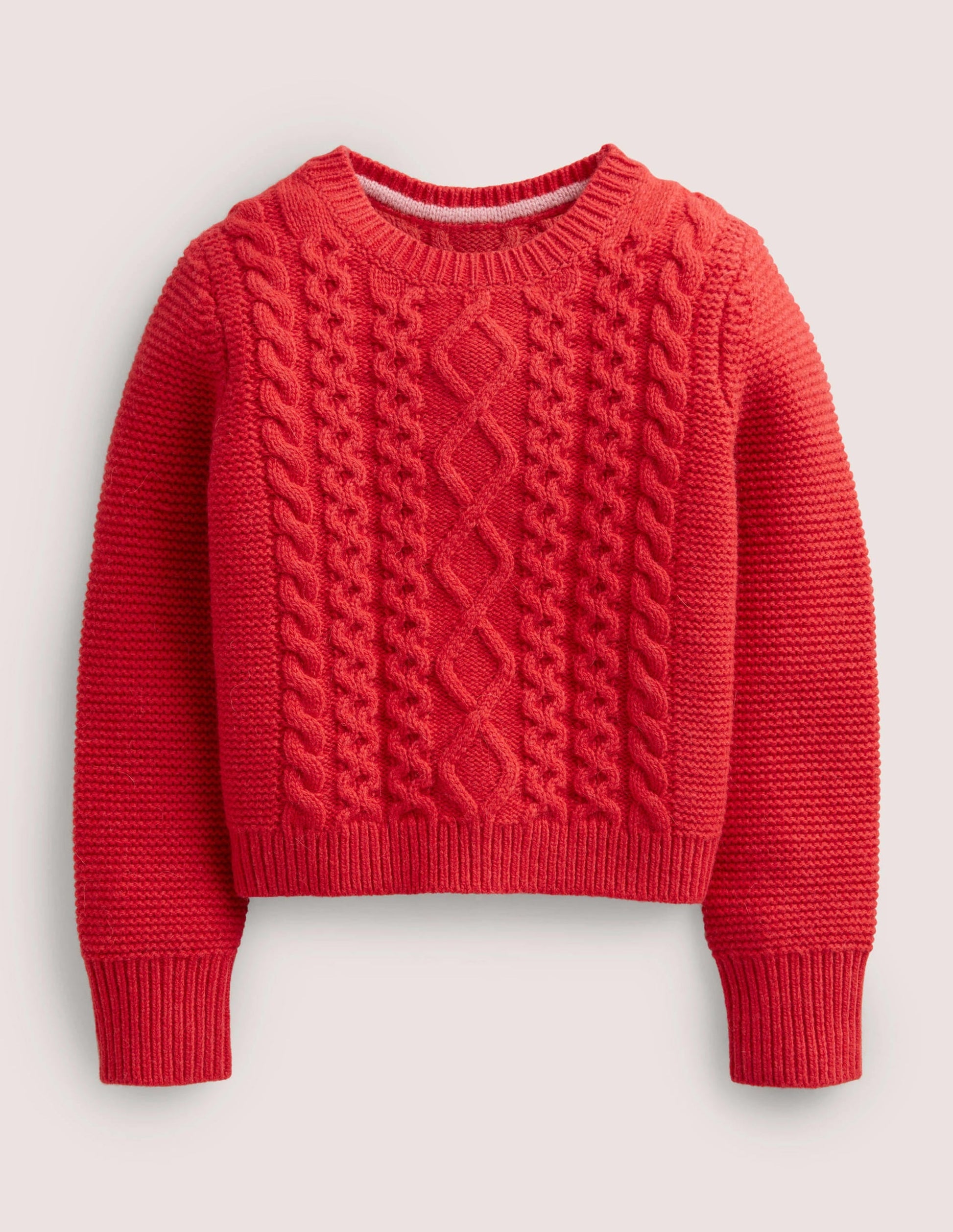 Cropped Cable Jumper-Rockabilly Red-1