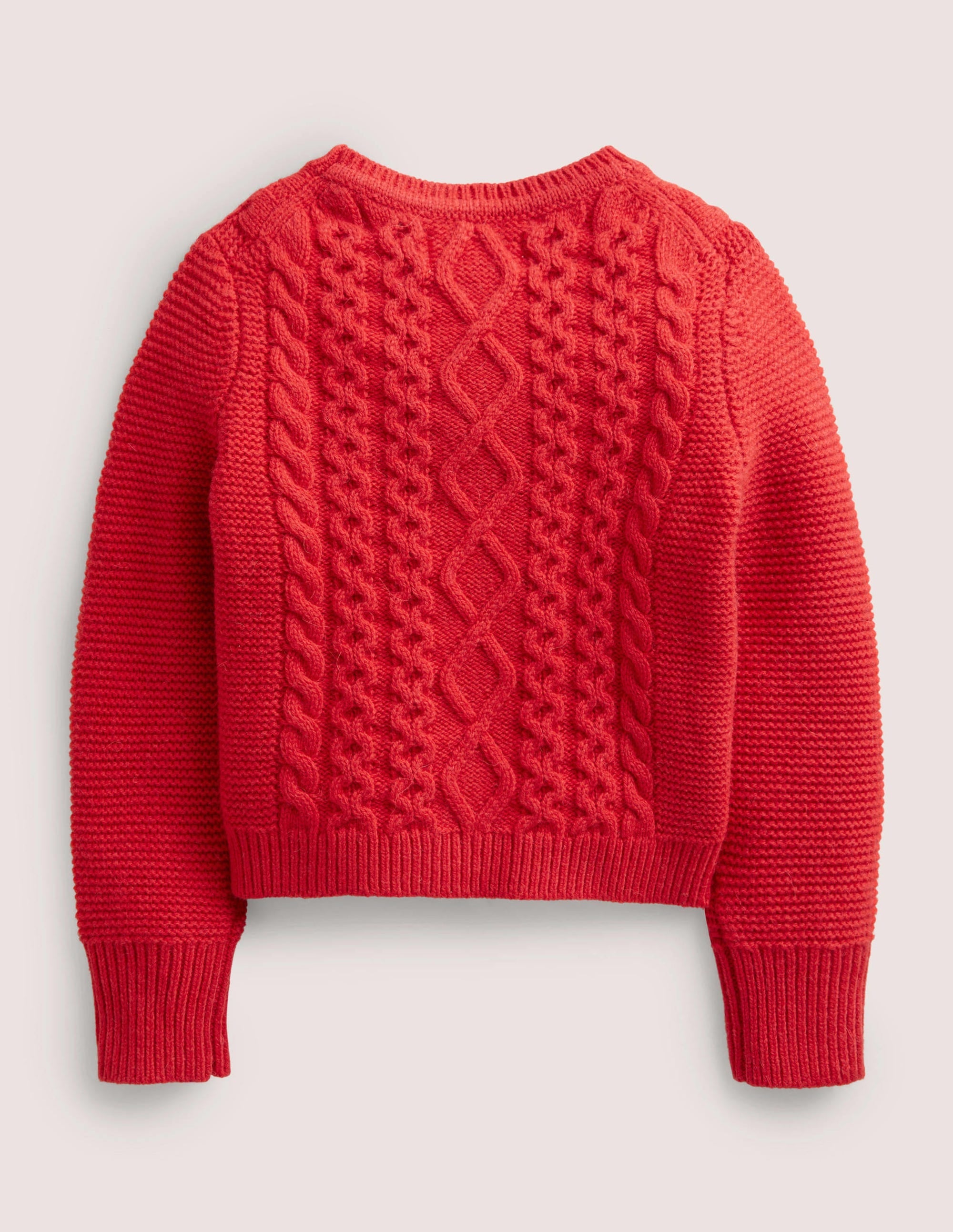 Cropped Cable Jumper-Rockabilly Red - Image 2
