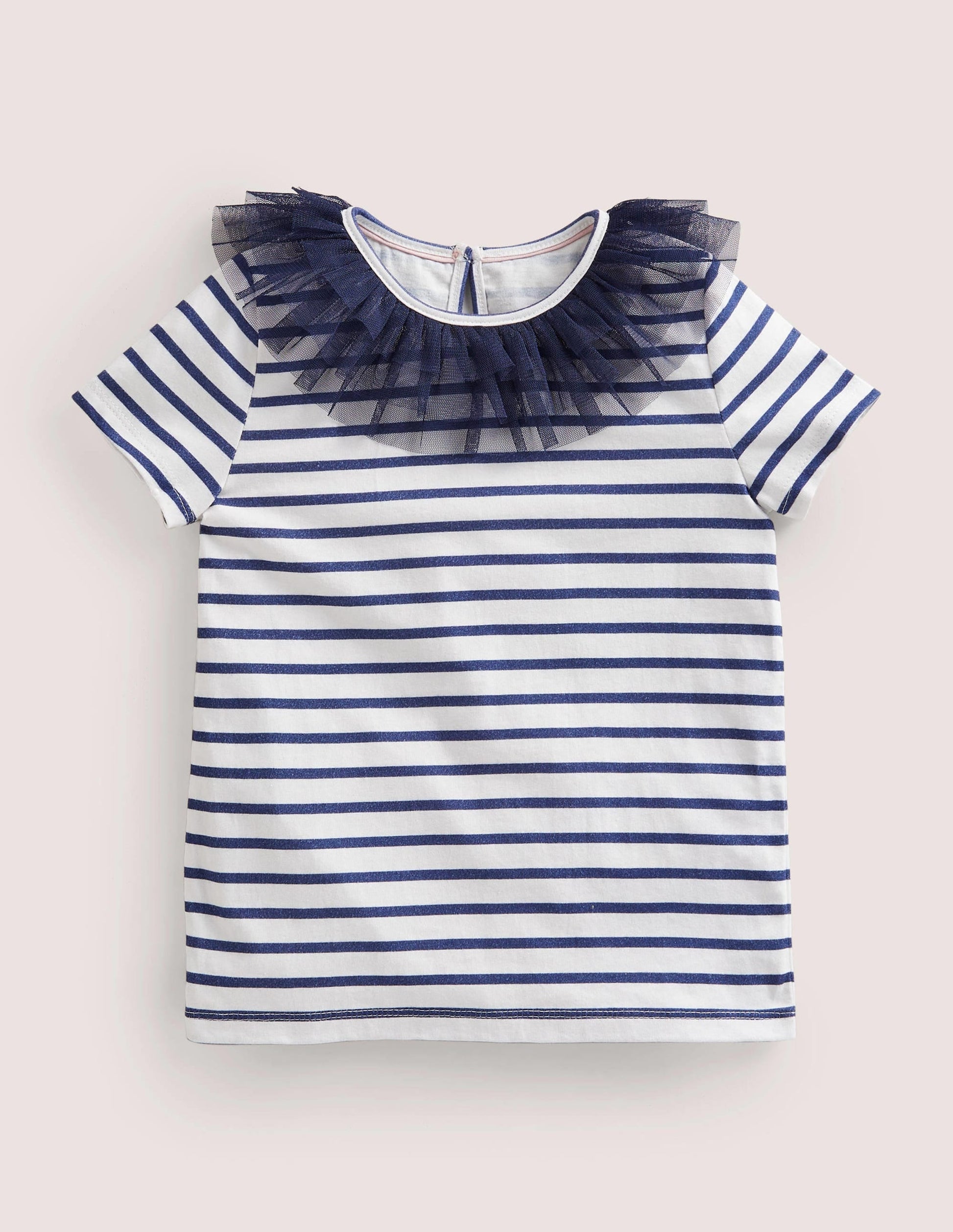 Tulle Jersey Top-College Navy/Ivory-1